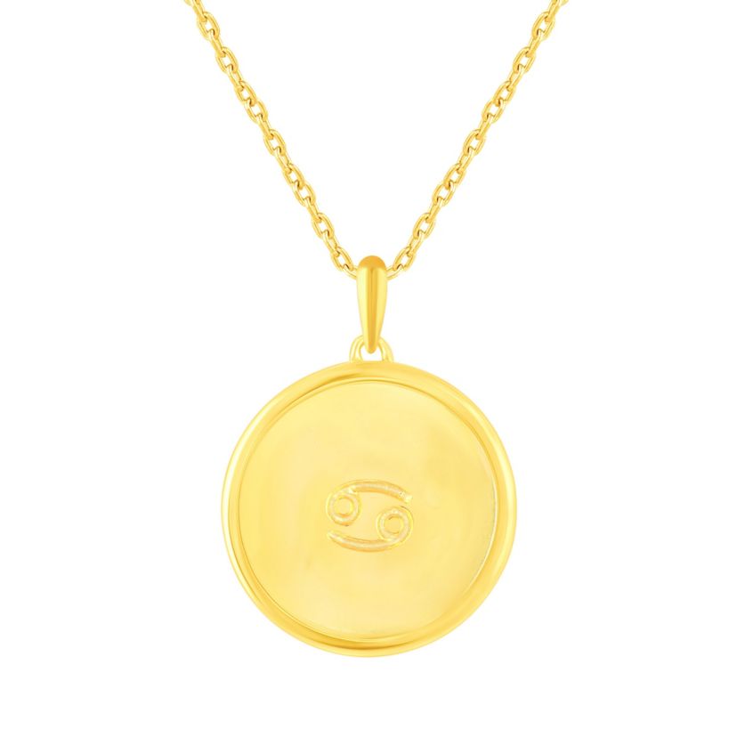 Enamel Zodiac Horoscope Sign Pendant Necklaces in Gold Plating 18 Inch Chain + 2in Extender (CANCER)