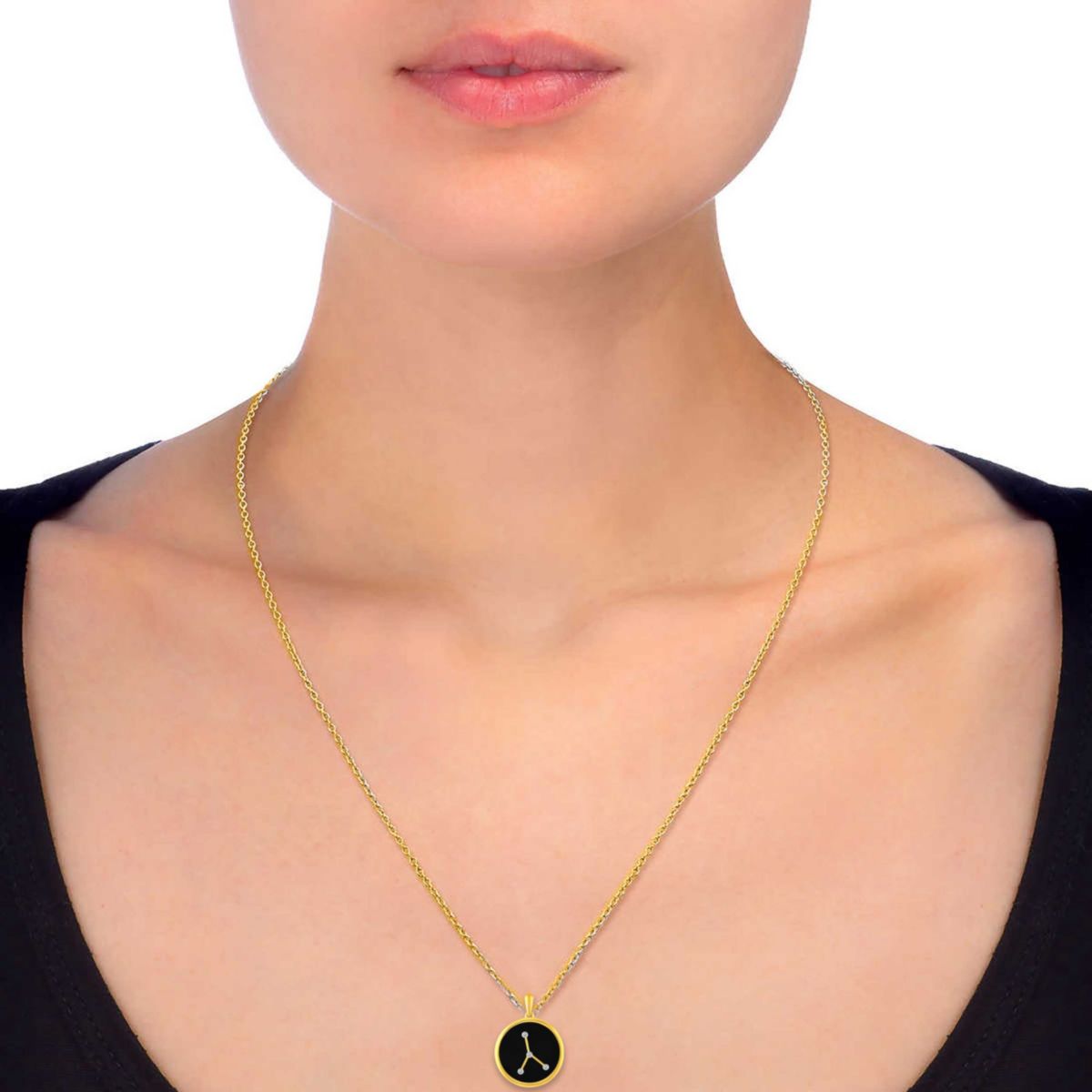 Enamel Zodiac Horoscope Sign Pendant Necklaces in Gold Plating 18 Inch Chain + 2in Extender (CANCER)