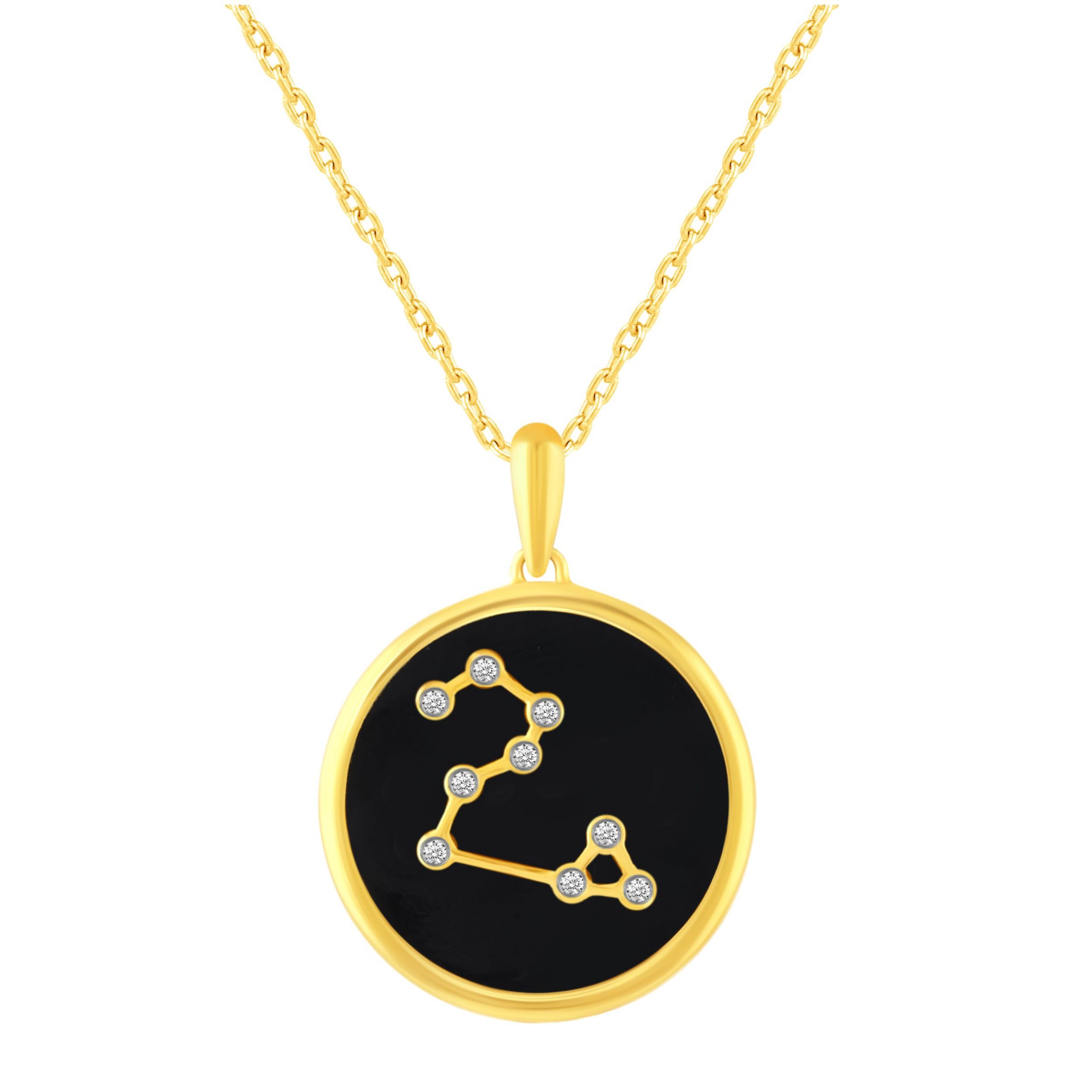 Enamel Zodiac Horoscope Sign Pendant Necklaces in Gold Plating 18 Inch Chain + 2in Extender (LEO)