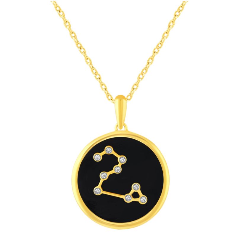 Enamel Zodiac Horoscope Sign Pendant Necklaces in Gold Plating 18 Inch Chain + 2in Extender (LEO)
