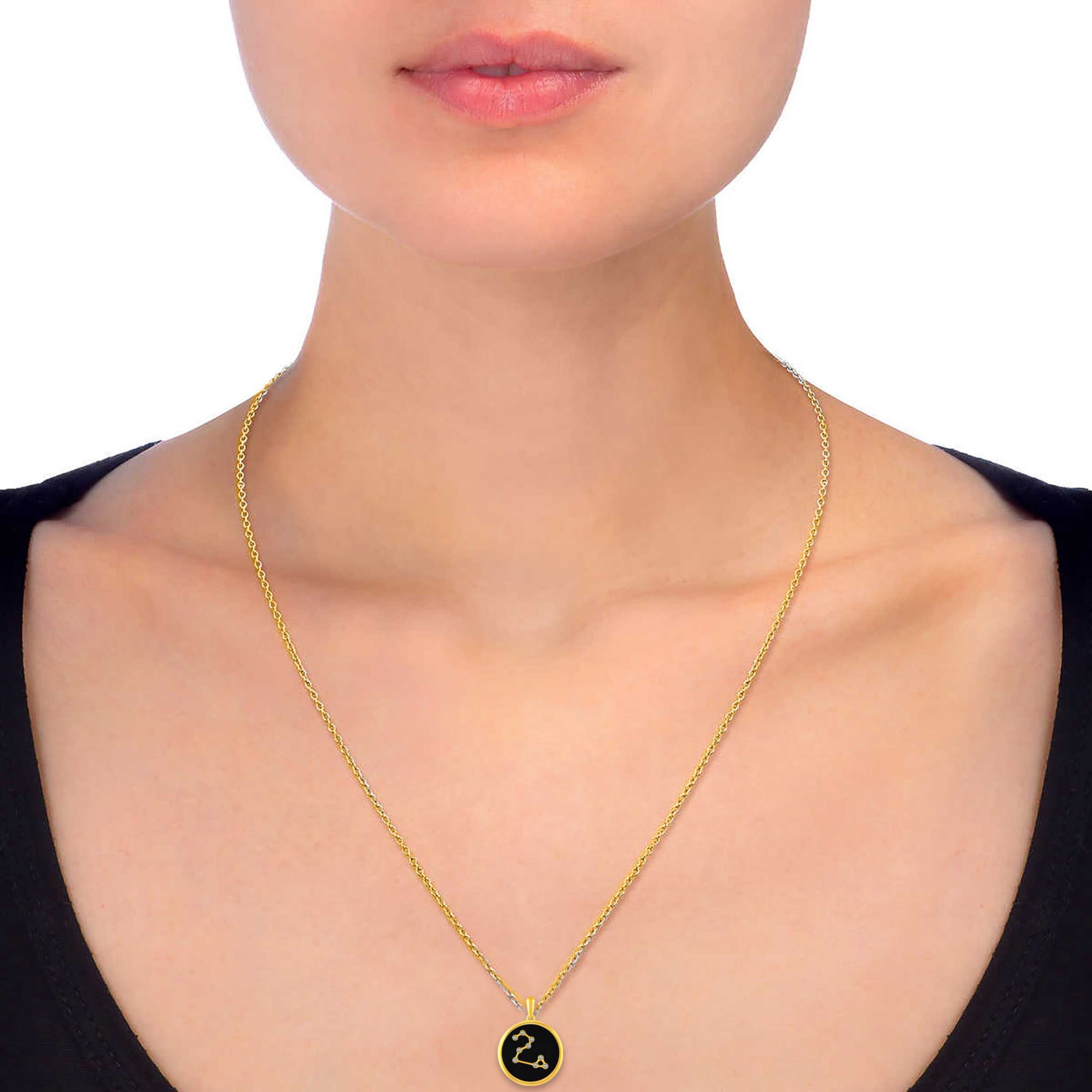 Enamel Zodiac Horoscope Sign Pendant Necklaces in Gold Plating 18 Inch Chain + 2in Extender (LEO)