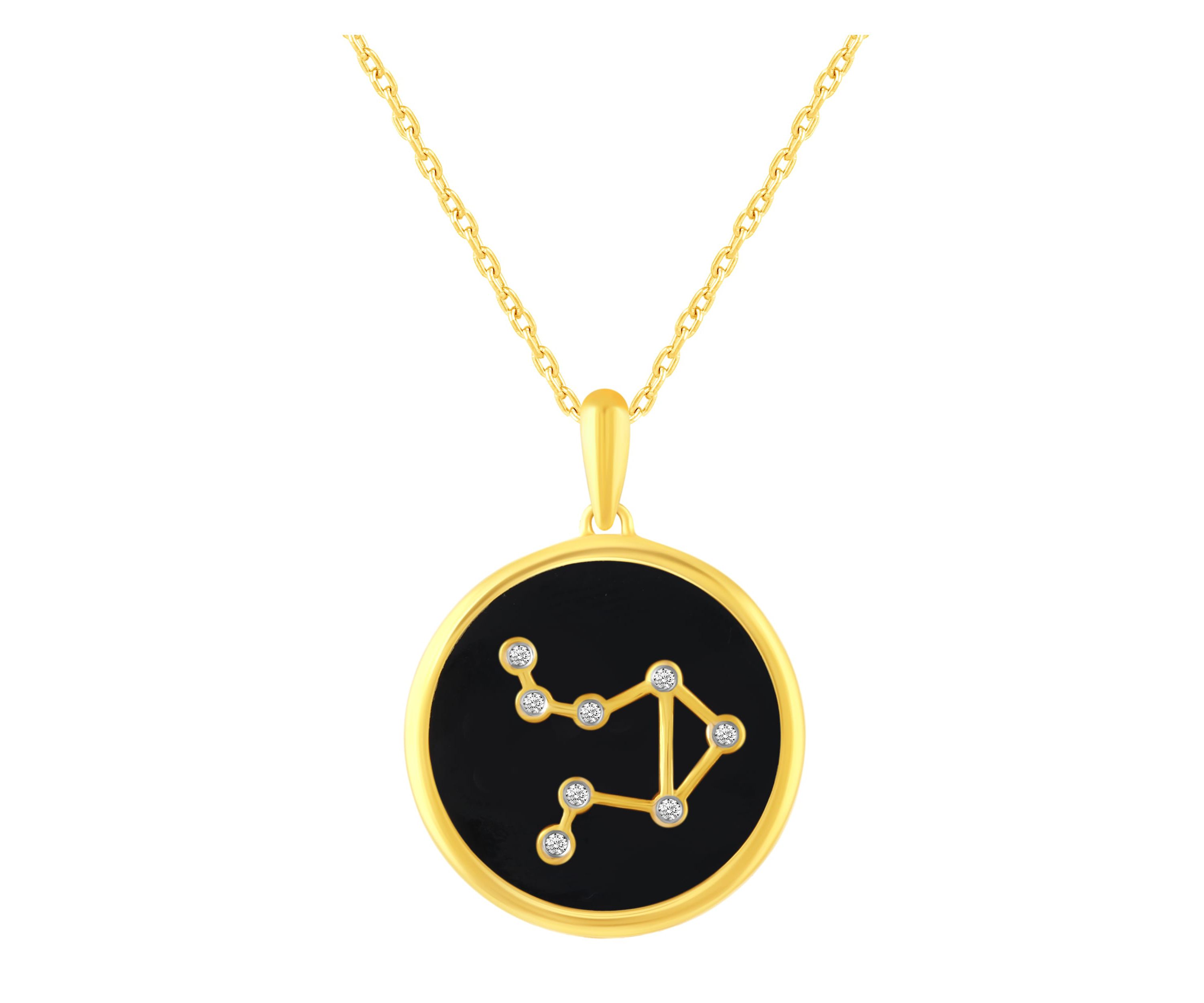 Enamel Zodiac Horoscope Sign Pendant Necklaces in Gold Plating 18 Inch Chain + 2in Extender (LIBRA)