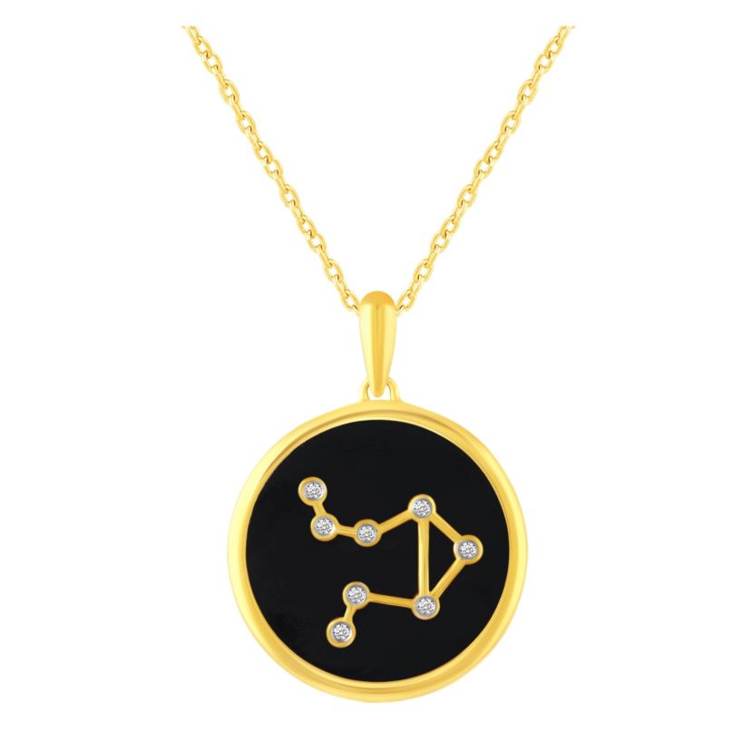 Enamel Zodiac Horoscope Sign Pendant Necklaces in Gold Plating 18 Inch Chain + 2in Extender (LIBRA)
