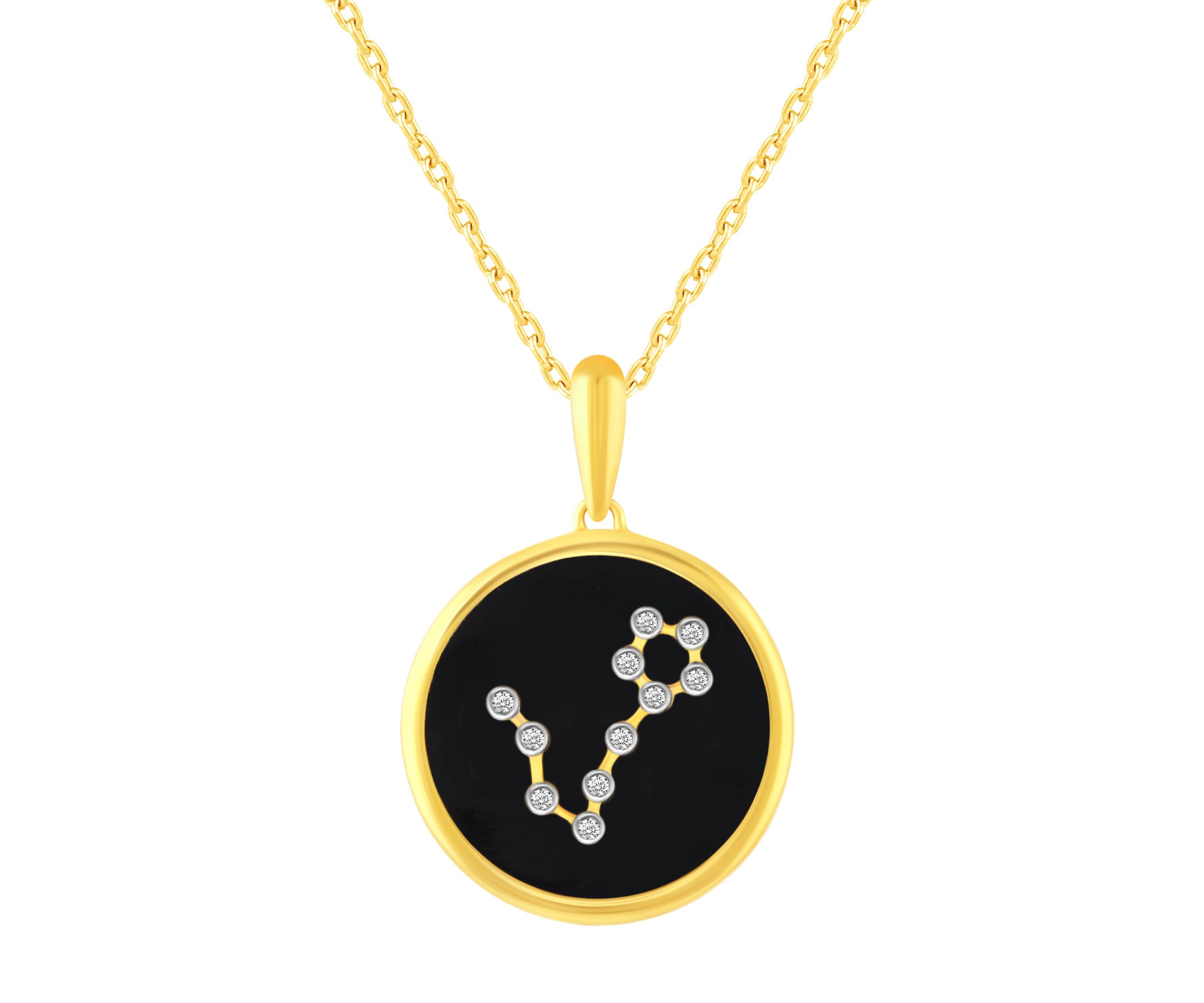Enamel Zodiac Horoscope Sign Pendant Necklaces in Gold Plating 18 Inch Chain + 2in Extender (PISCES)