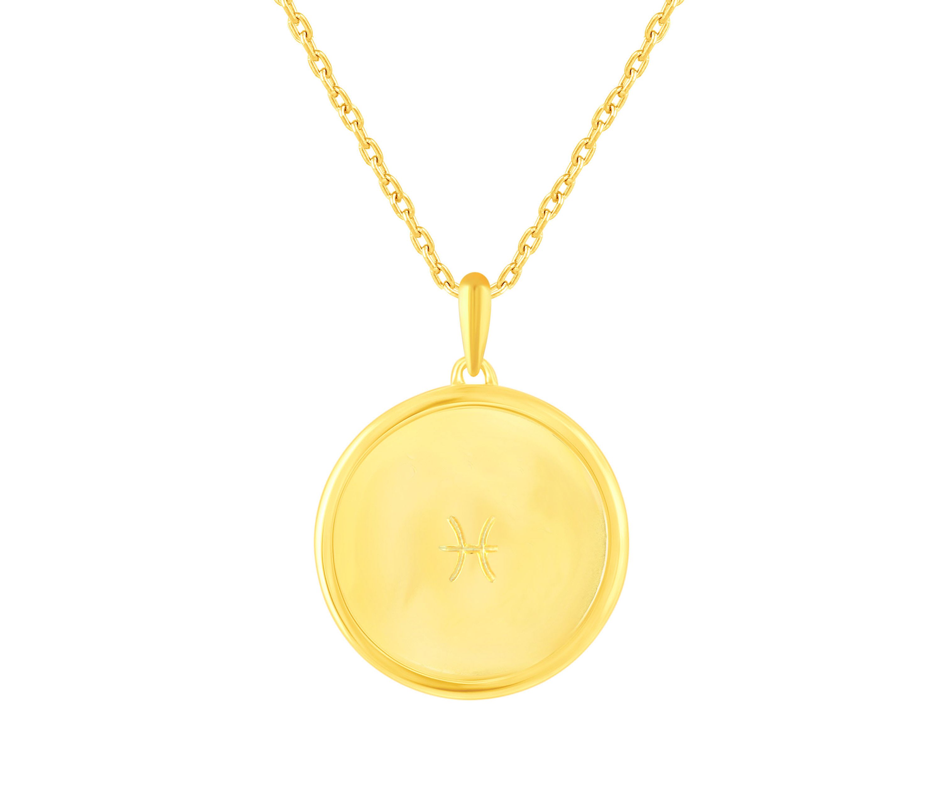 Enamel Zodiac Horoscope Sign Pendant Necklaces in Gold Plating 18 Inch Chain + 2in Extender (PISCES)