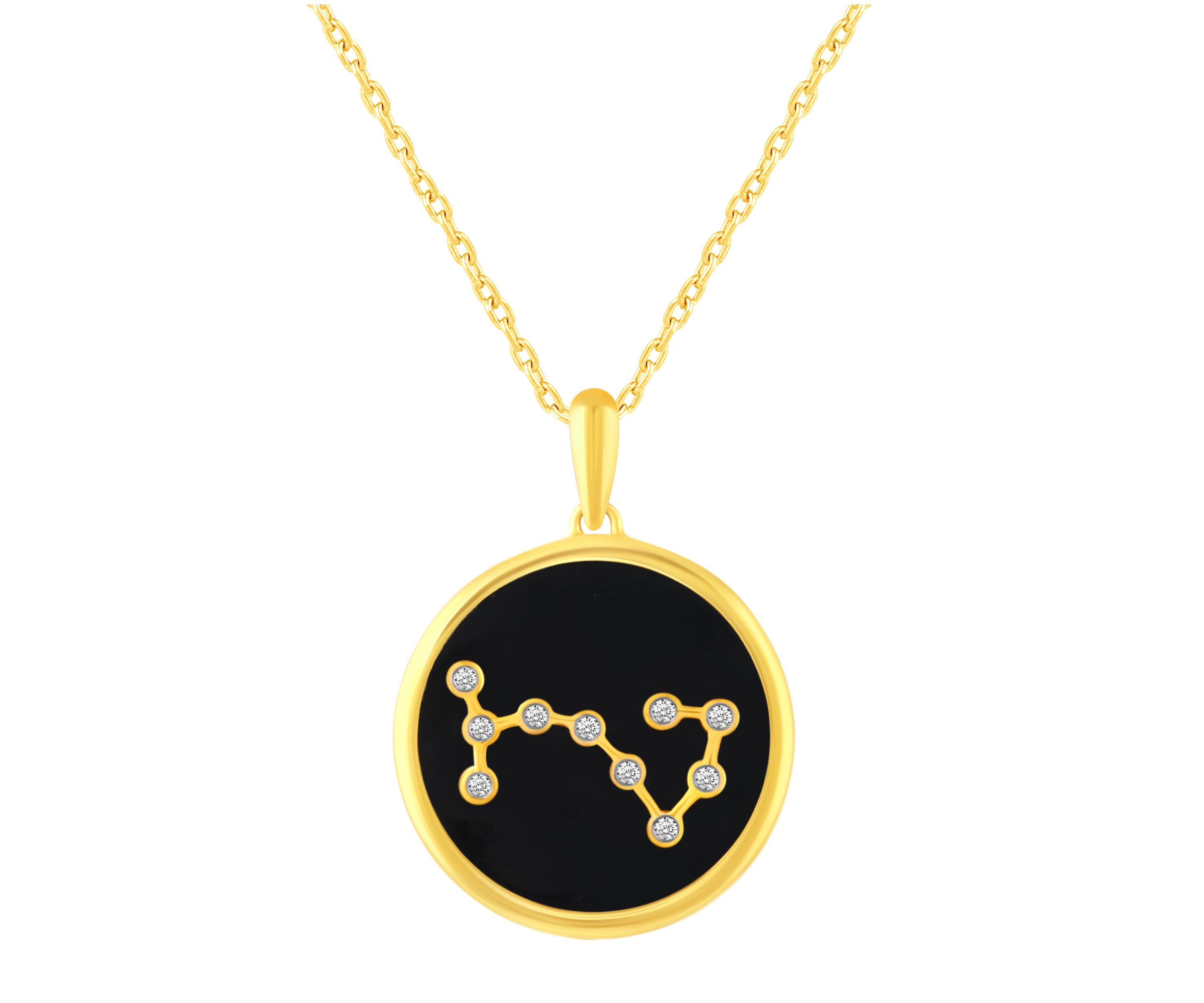 Enamel Zodiac Horoscope Sign Pendant Necklaces in Gold Plating 18 Inch Chain + 2in Extender (SCORPIO)