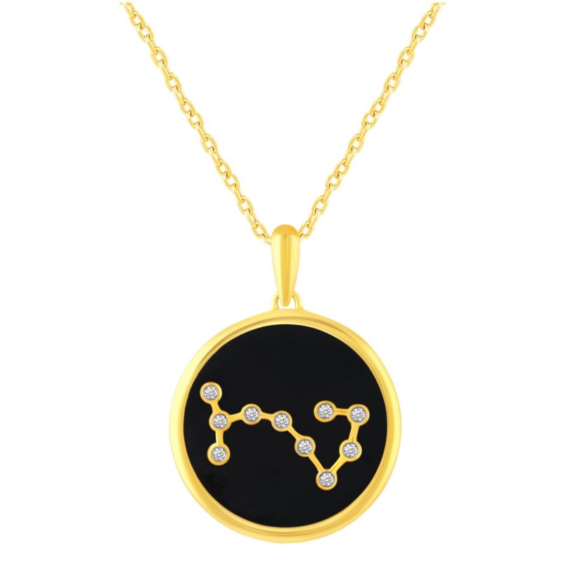 Enamel Zodiac Horoscope Sign Pendant Necklaces in Gold Plating 18 Inch Chain + 2in Extender (SCORPIO)