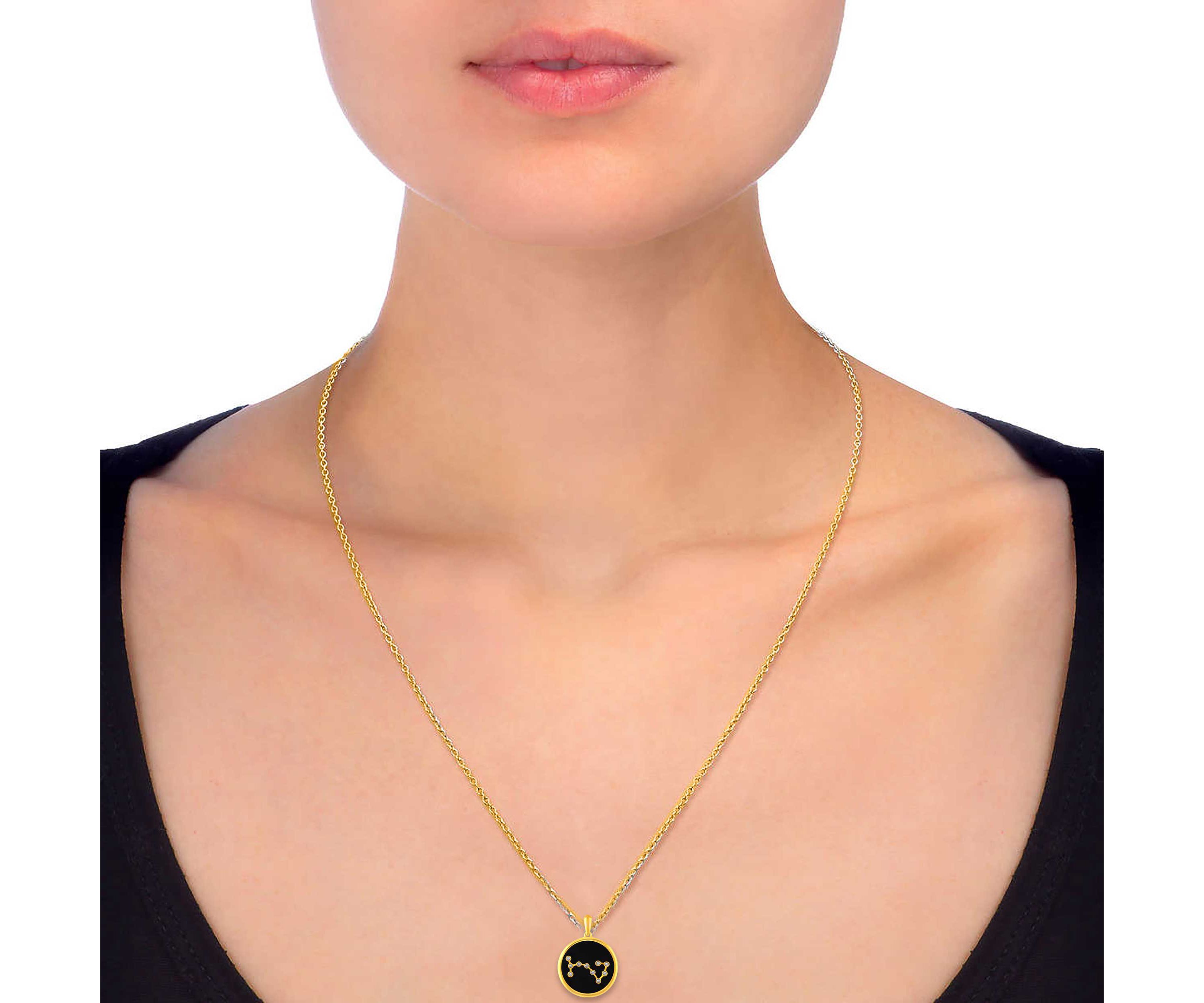 Enamel Zodiac Horoscope Sign Pendant Necklaces in Gold Plating 18 Inch Chain + 2in Extender (SCORPIO)