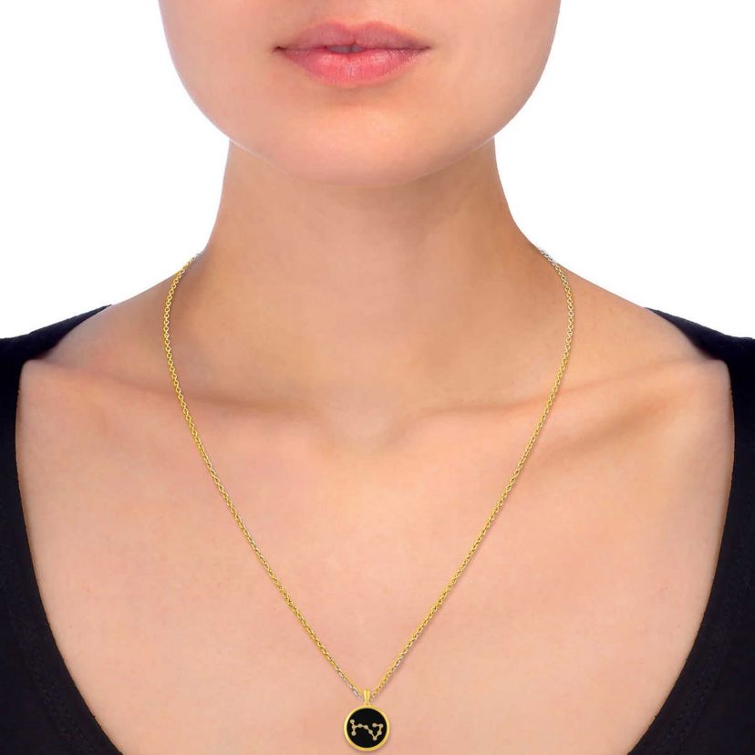 Enamel Zodiac Horoscope Sign Pendant Necklaces in Gold Plating 18 Inch Chain + 2in Extender (SCORPIO)
