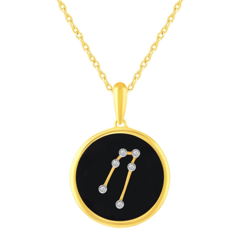 Enamel Zodiac Horoscope Sign Pendant Necklaces in Gold Plating 18 Inch Chain + 2in Extender (TAURUS)