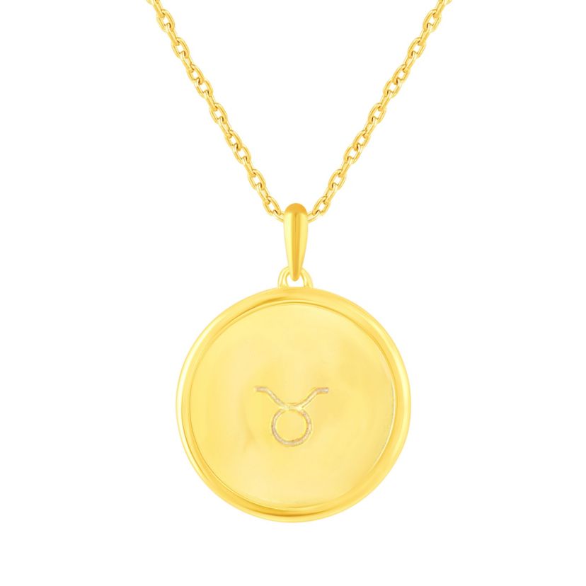 Enamel Zodiac Horoscope Sign Pendant Necklaces in Gold Plating 18 Inch Chain + 2in Extender (TAURUS)