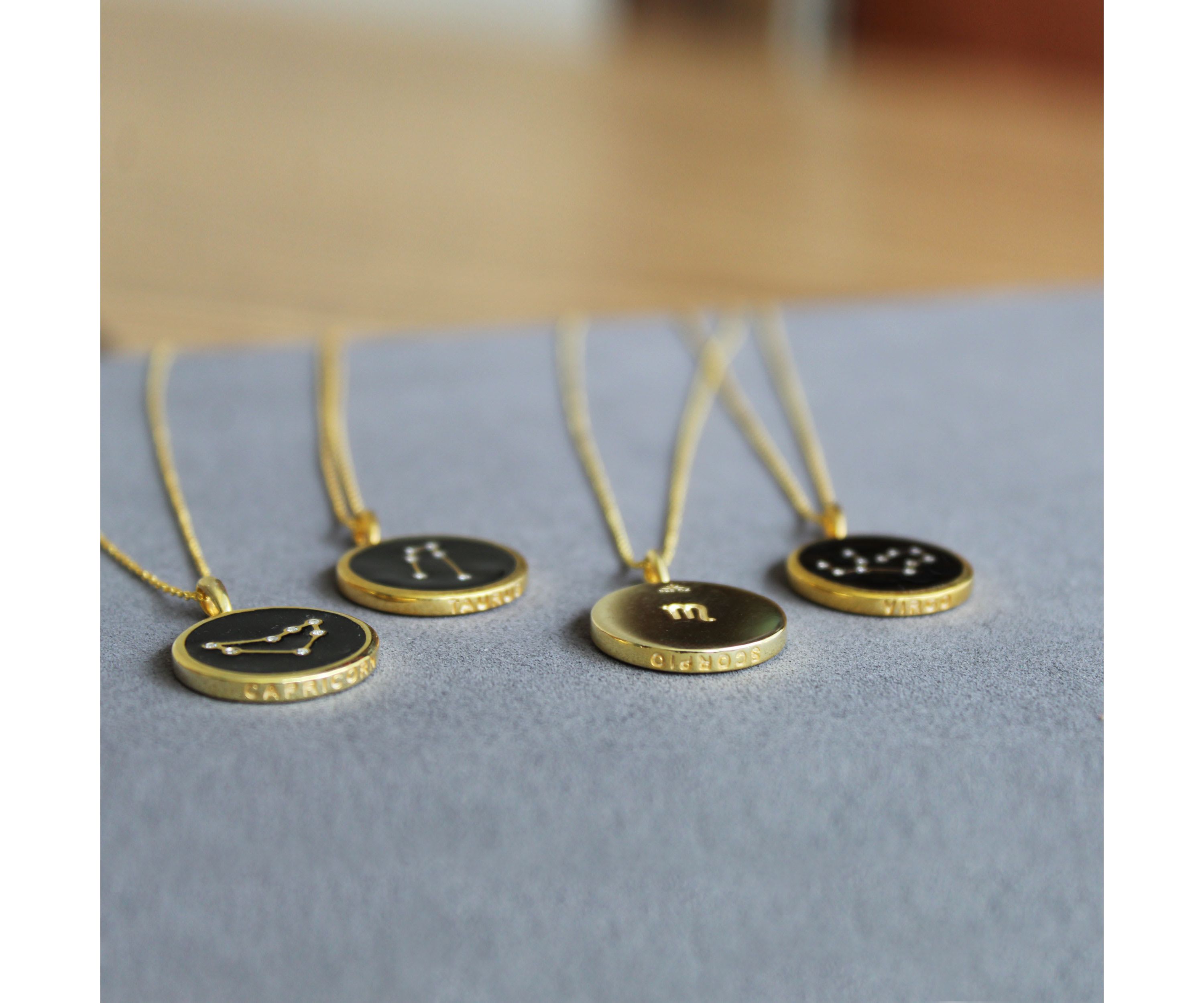 Enamel Zodiac Horoscope Sign Pendant Necklaces in Gold Plating 18 Inch Chain + 2in Extender (TAURUS)
