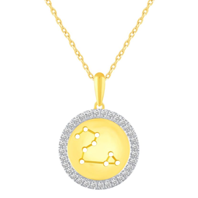 Halo Zodiac Horoscope Sign Pendant Necklaces in Gold Plating 18 Inch Chain + 2in Extender (LEO)