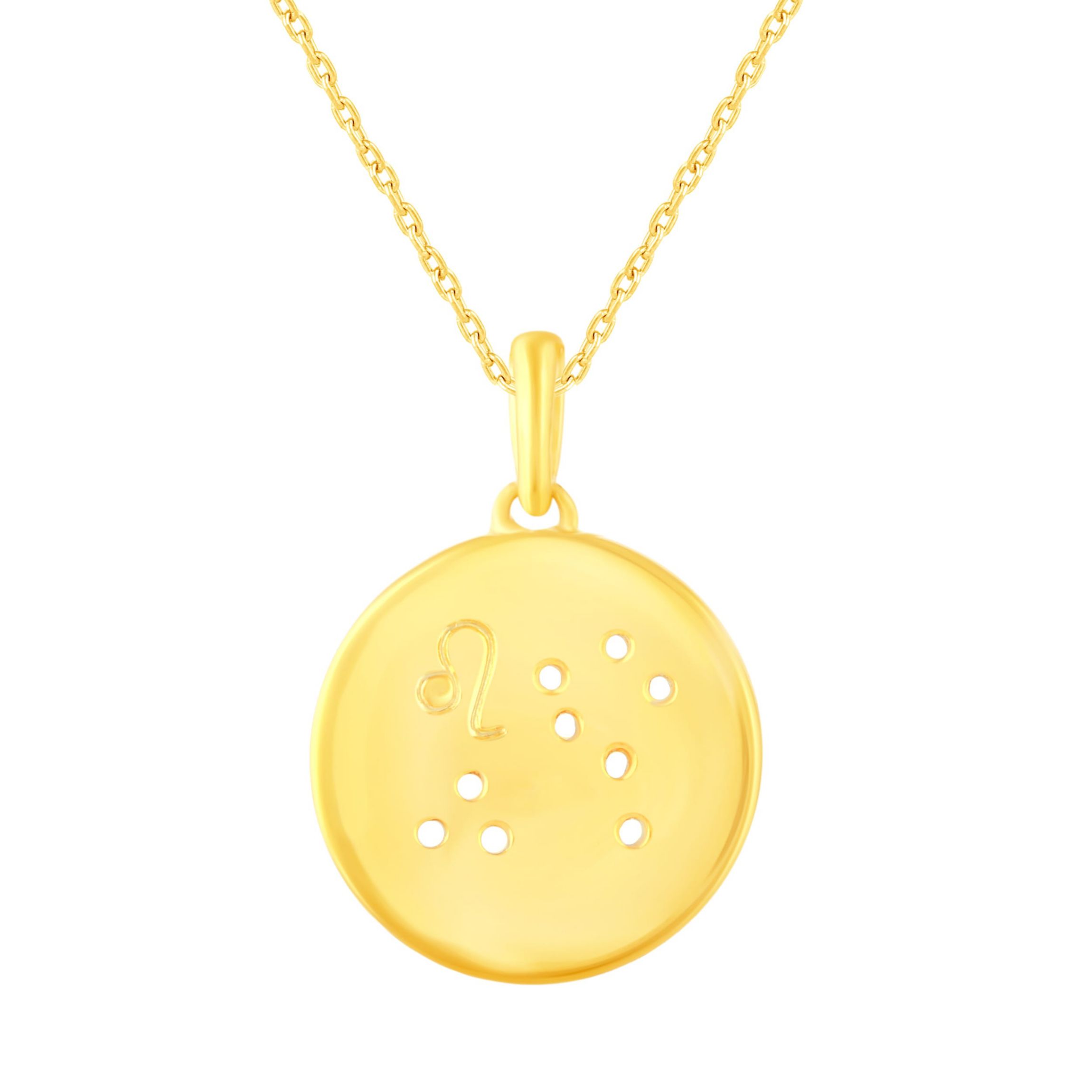 Halo Zodiac Horoscope Sign Pendant Necklaces in Gold Plating 18 Inch Chain + 2in Extender (LEO)