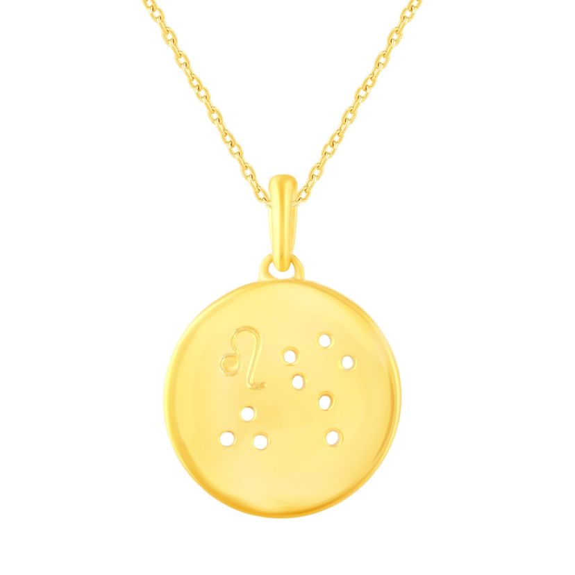 Halo Zodiac Horoscope Sign Pendant Necklaces in Gold Plating 18 Inch Chain + 2in Extender (LEO)