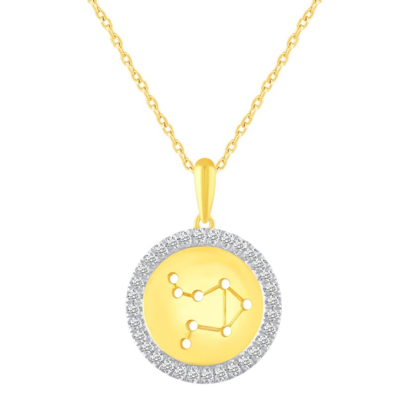Halo Zodiac Horoscope Sign Pendant Necklaces in Gold Plating 18 Inch Chain + 2in Extender (LIBRA)