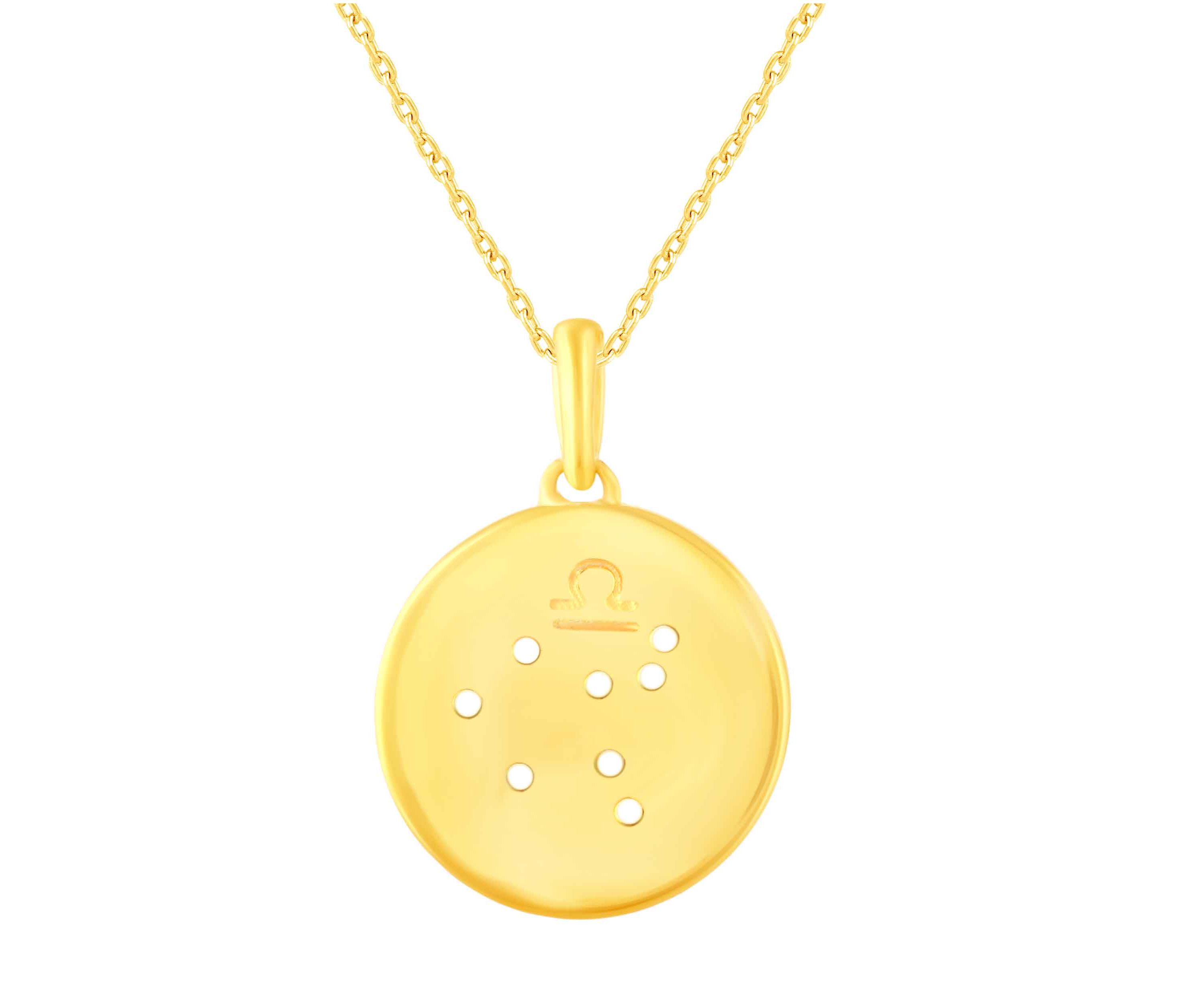 Halo Zodiac Horoscope Sign Pendant Necklaces in Gold Plating 18 Inch Chain + 2in Extender (LIBRA)