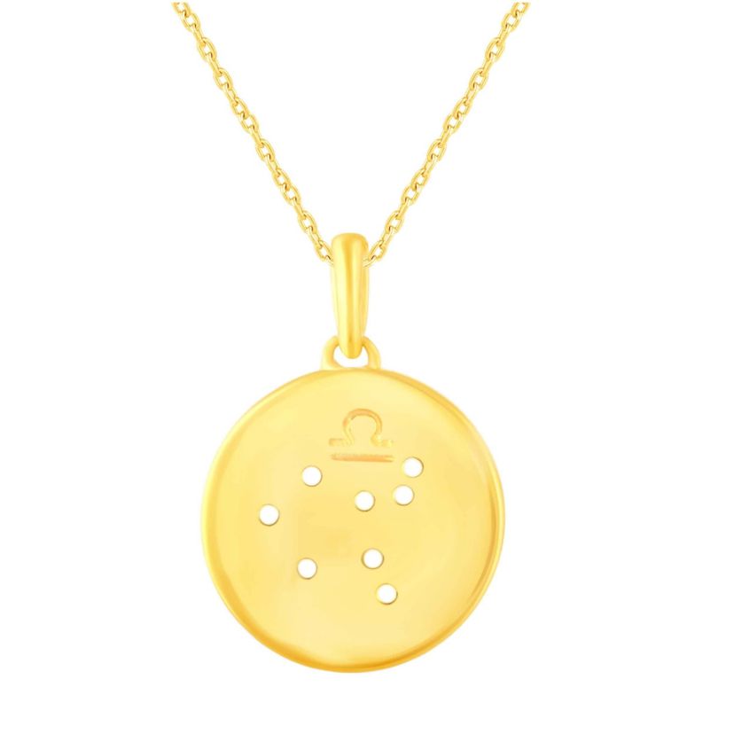 Halo Zodiac Horoscope Sign Pendant Necklaces in Gold Plating 18 Inch Chain + 2in Extender (LIBRA)