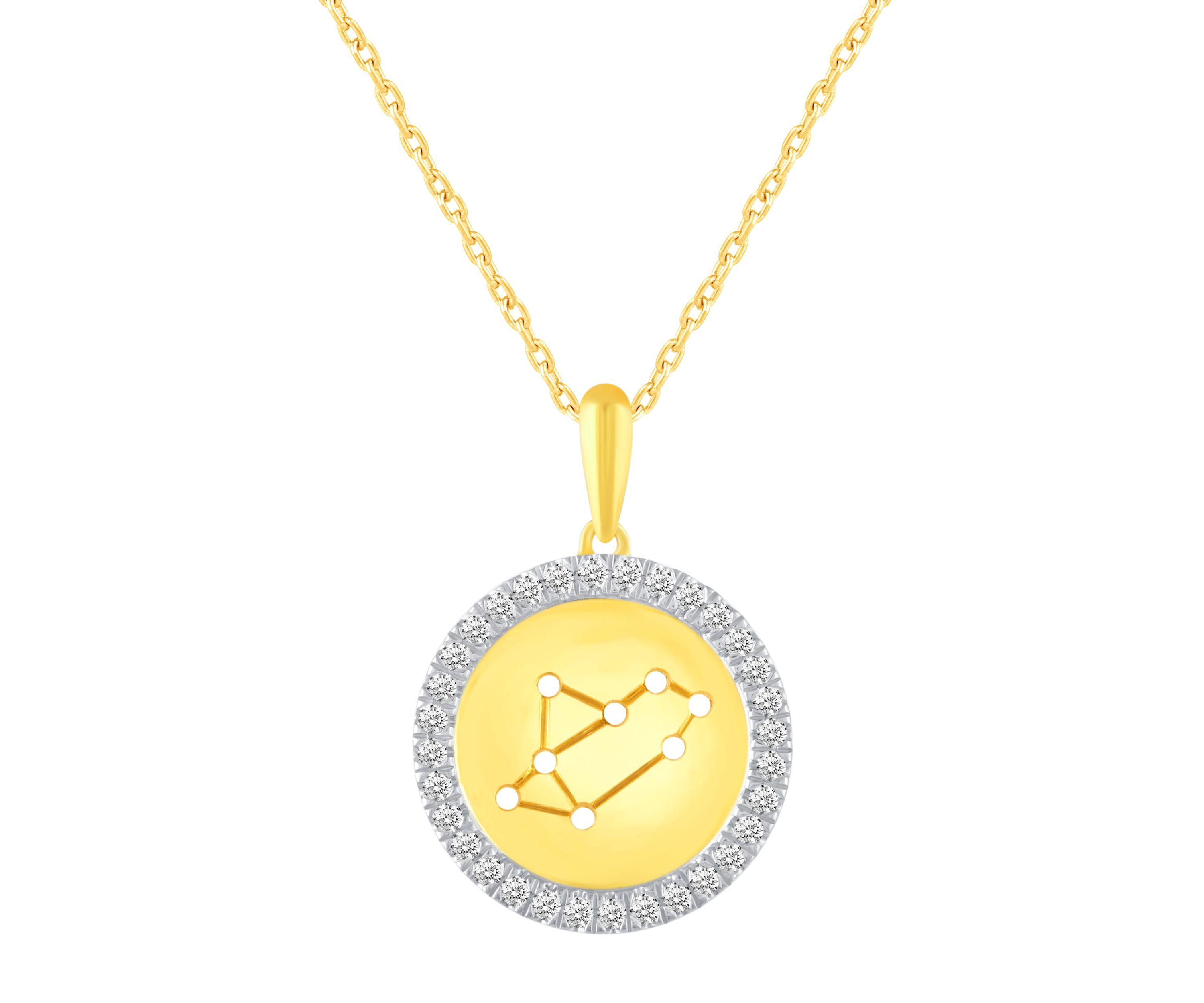 Halo Zodiac Horoscope Sign Pendant Necklaces in Gold Plating 18 Inch Chain + 2in Extender (SAGITTARIUS)