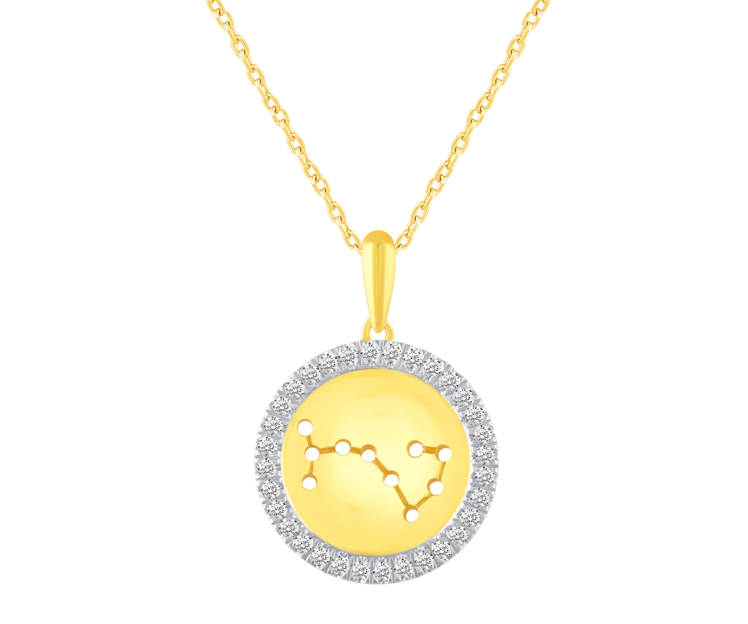 Halo Zodiac Horoscope Sign Pendant Necklaces in Gold Plating 18 Inch Chain + 2in Extender (SCORPIO)