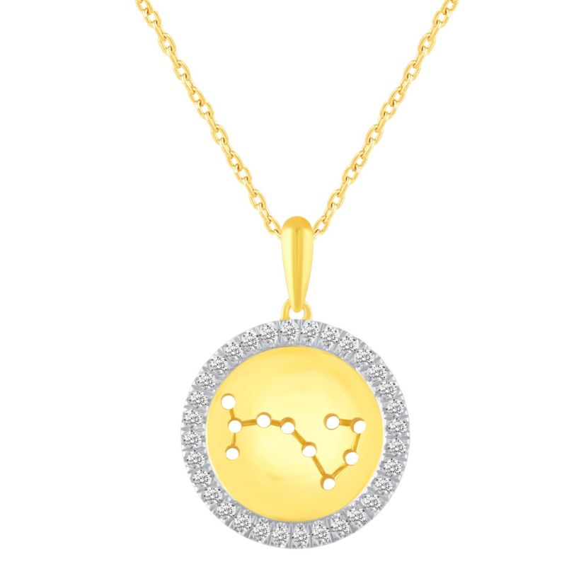 Halo Zodiac Horoscope Sign Pendant Necklaces in Gold Plating 18 Inch Chain + 2in Extender (SCORPIO)