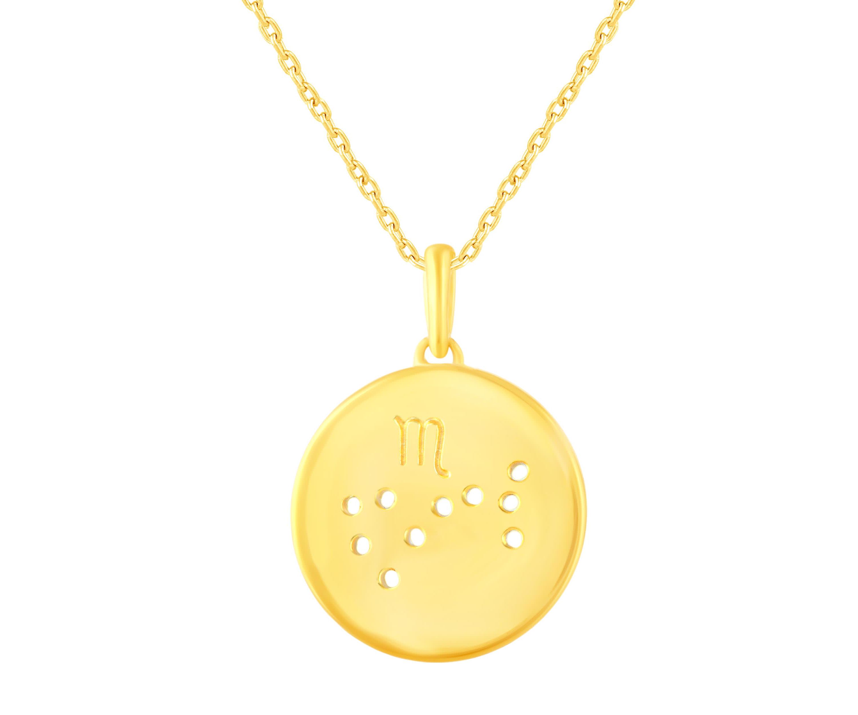 Halo Zodiac Horoscope Sign Pendant Necklaces in Gold Plating 18 Inch Chain + 2in Extender (SCORPIO)
