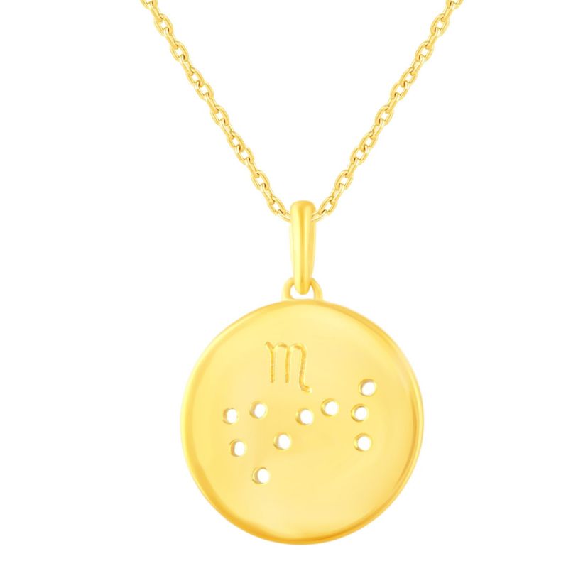 Halo Zodiac Horoscope Sign Pendant Necklaces in Gold Plating 18 Inch Chain + 2in Extender (SCORPIO)