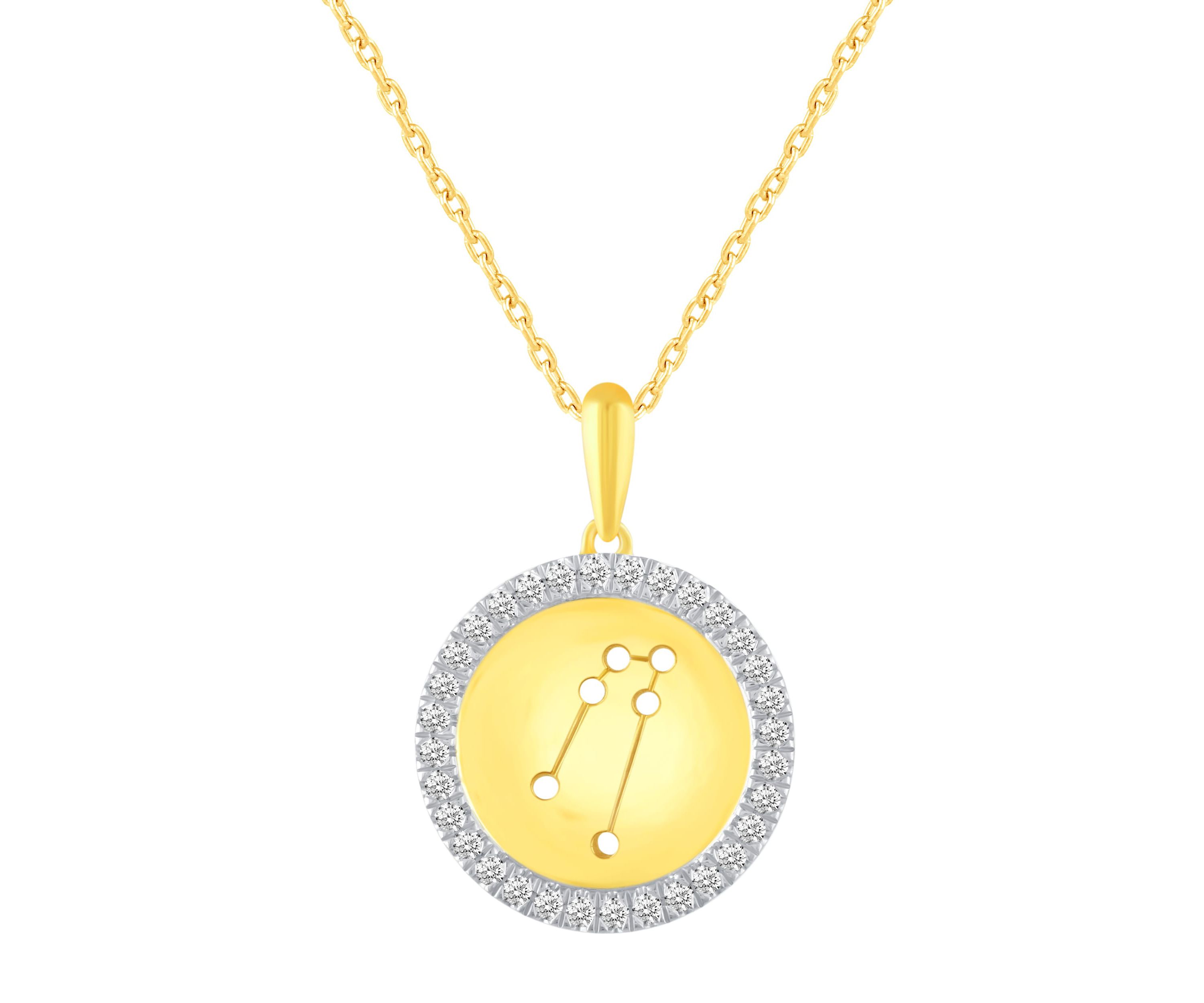 Halo Zodiac Horoscope Sign Pendant Necklaces in Gold Plating 18 Inch Chain + 2in Extender (TAURUS)