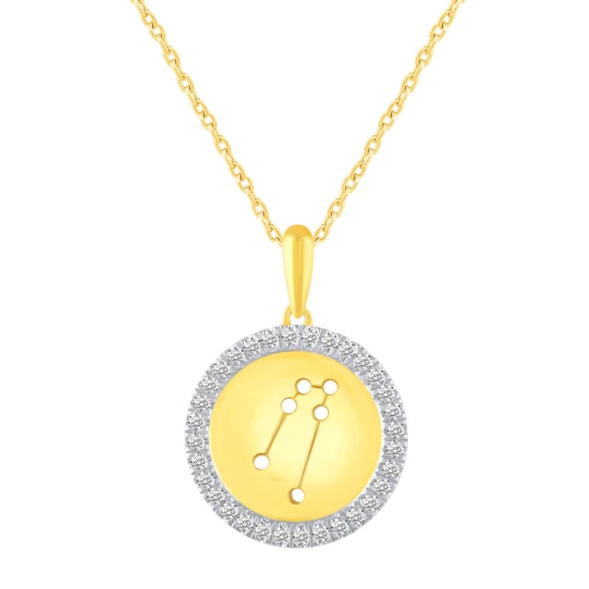 Halo Zodiac Horoscope Sign Pendant Necklaces in Gold Plating 18 Inch Chain + 2in Extender (TAURUS)