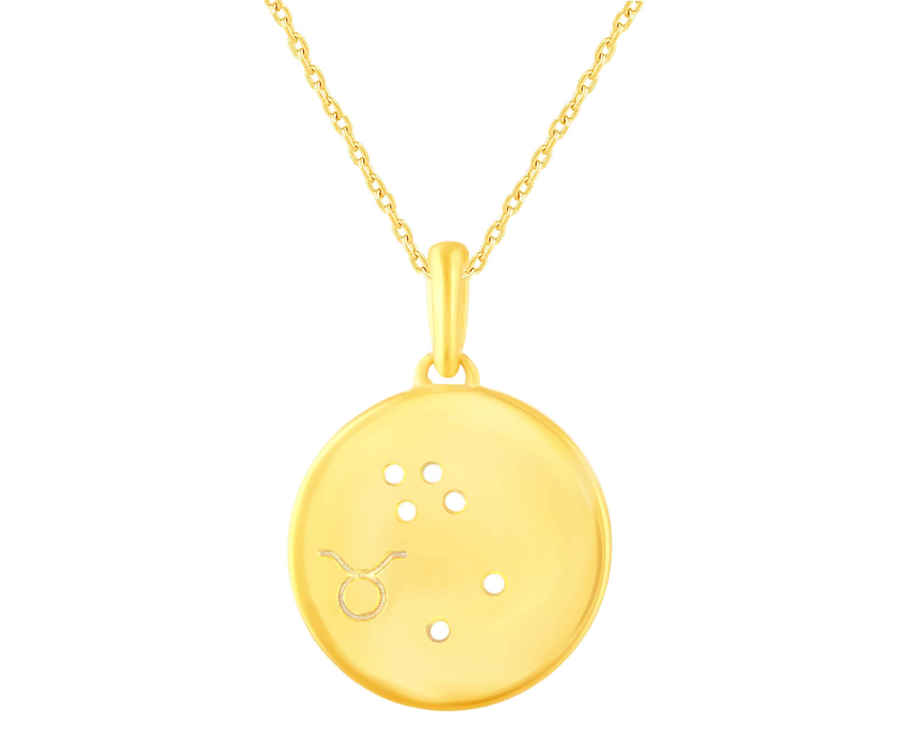 Halo Zodiac Horoscope Sign Pendant Necklaces in Gold Plating 18 Inch Chain + 2in Extender (TAURUS)