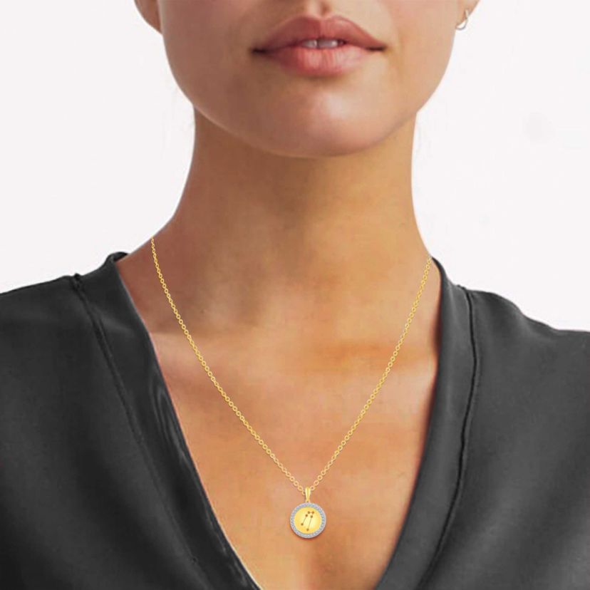 Halo Zodiac Horoscope Sign Pendant Necklaces in Gold Plating 18 Inch Chain + 2in Extender (TAURUS)