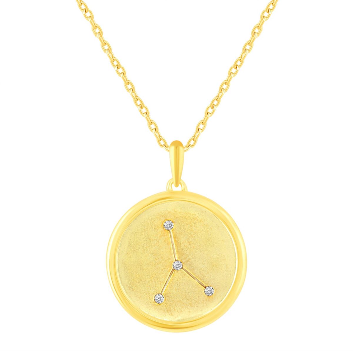 Satin Finish Zodiac Horoscope Pendant Necklaces in Gold Plating 18 Inch Chain + 2in Extender (CANCER)