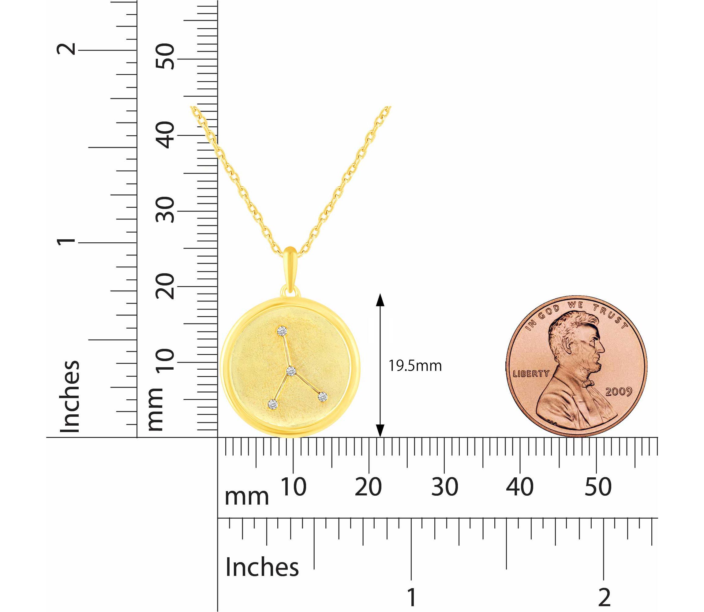 Satin Finish Zodiac Horoscope Pendant Necklaces in Gold Plating 18 Inch Chain + 2in Extender (CANCER)