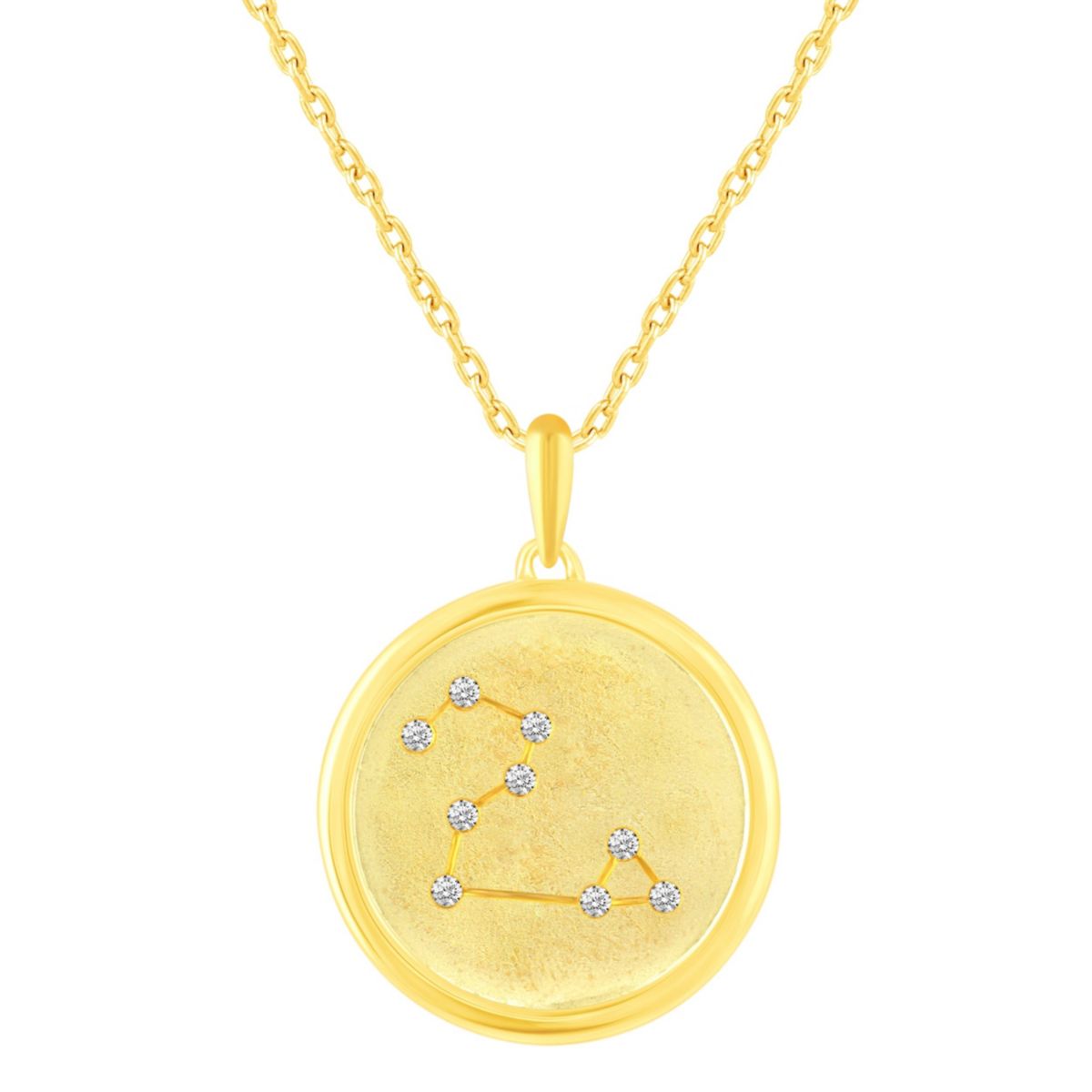 Satin Finish Zodiac Horoscope Pendant Necklaces in Gold Plating 18 Inch Chain + 2in Extender (LEO)