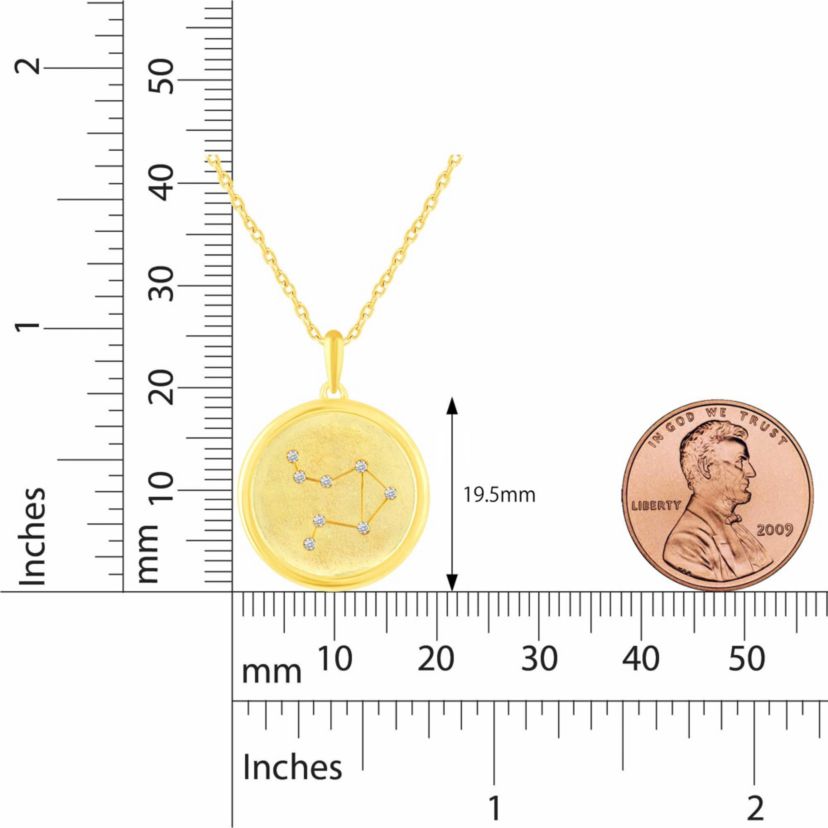 Satin Finish Zodiac Horoscope Pendant Necklaces in Gold Plating 18 Inch Chain + 2in Extender (LIBRA)