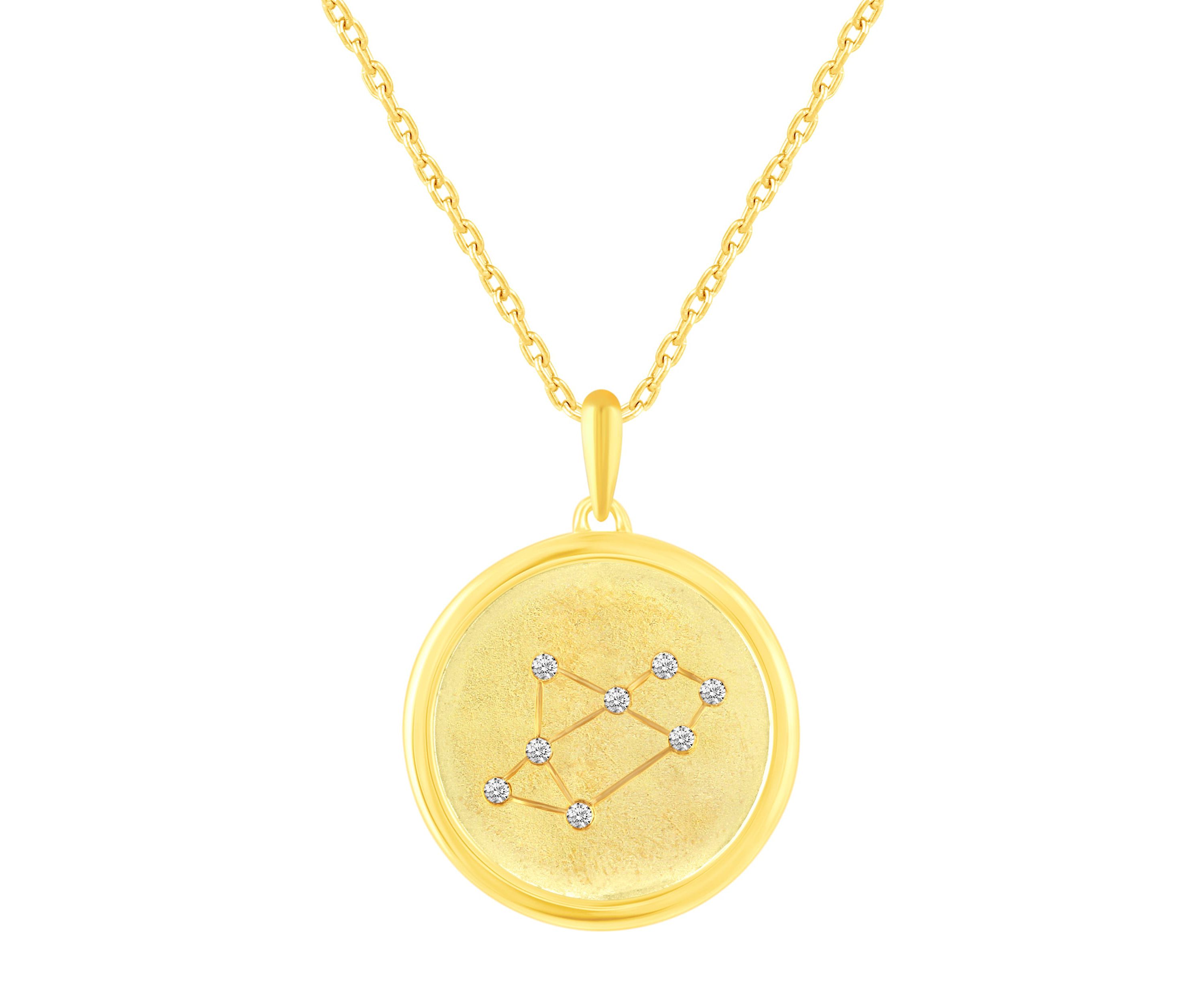Satin Finish Zodiac Horoscope Pendant Necklaces in Gold Plating 18 Inch Chain + 2in Extender (SAGITTARIUS)