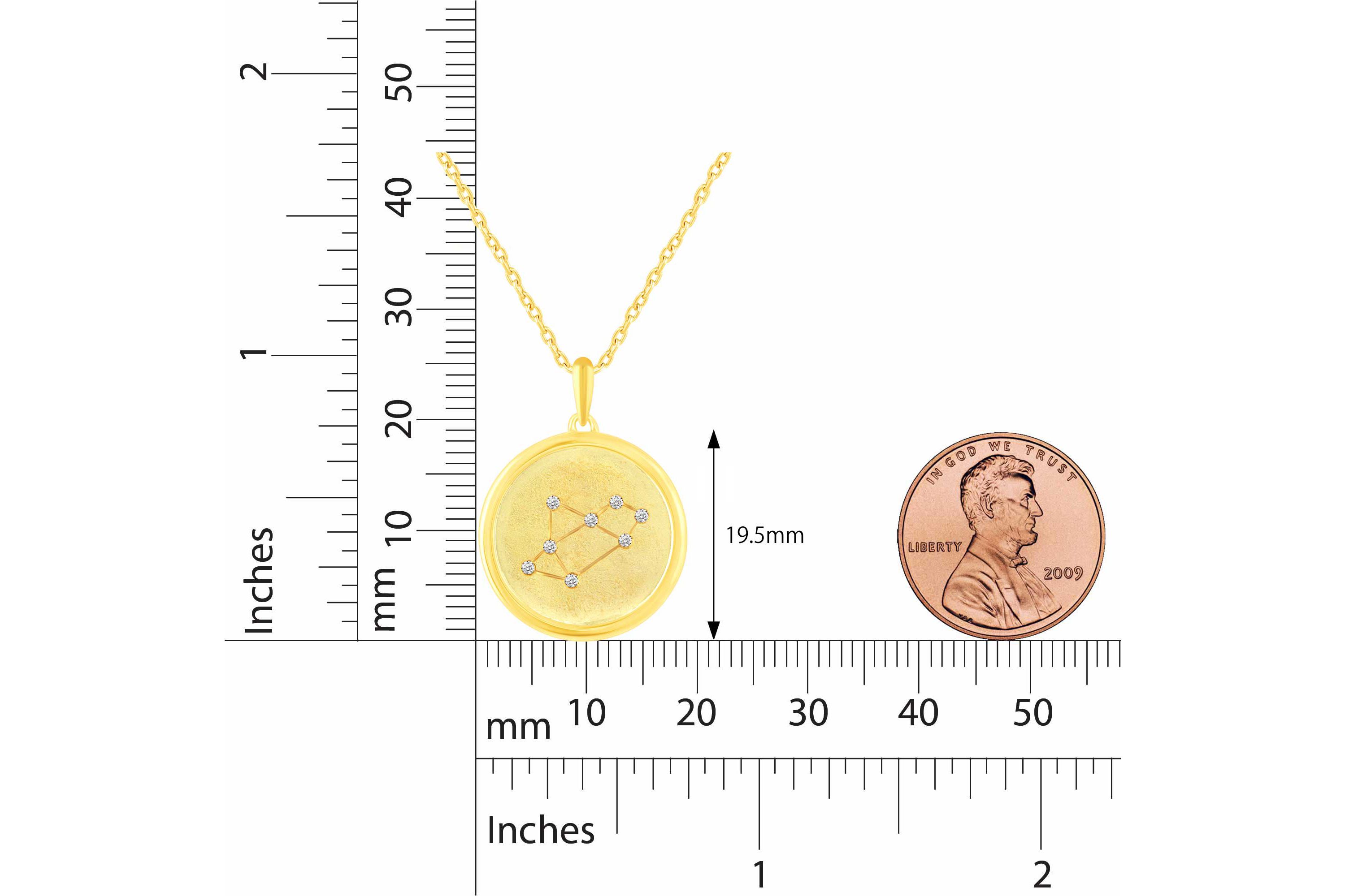 Satin Finish Zodiac Horoscope Pendant Necklaces in Gold Plating 18 Inch Chain + 2in Extender (SAGITTARIUS)