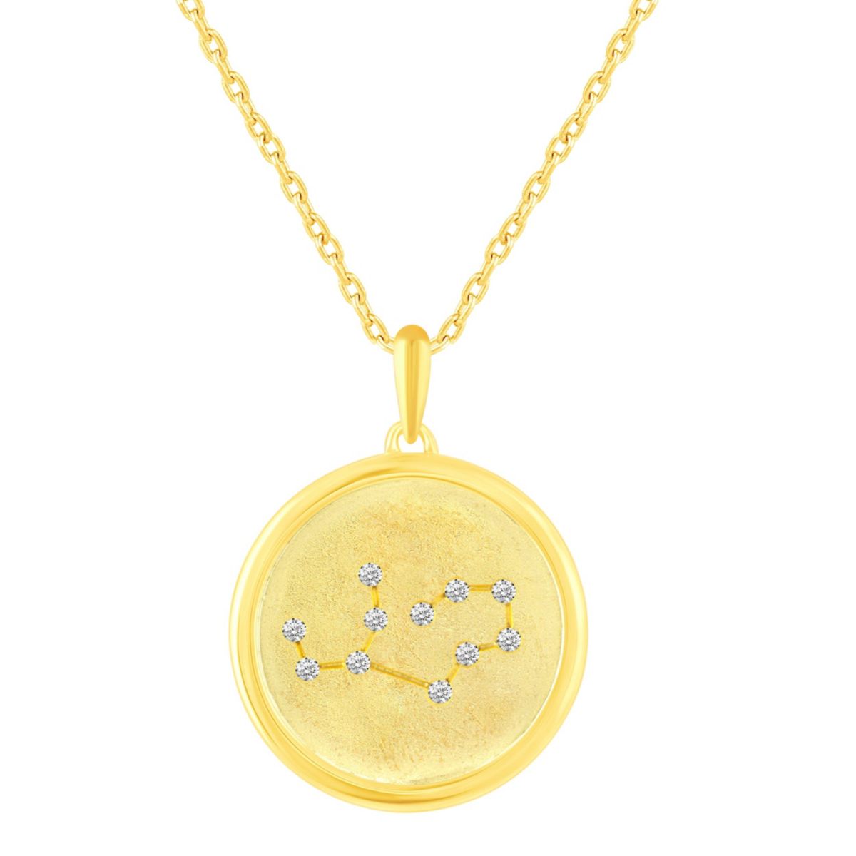 Satin Finish Zodiac Horoscope Pendant Necklaces in Gold Plating 18 Inch Chain + 2in Extender (VIRGO)