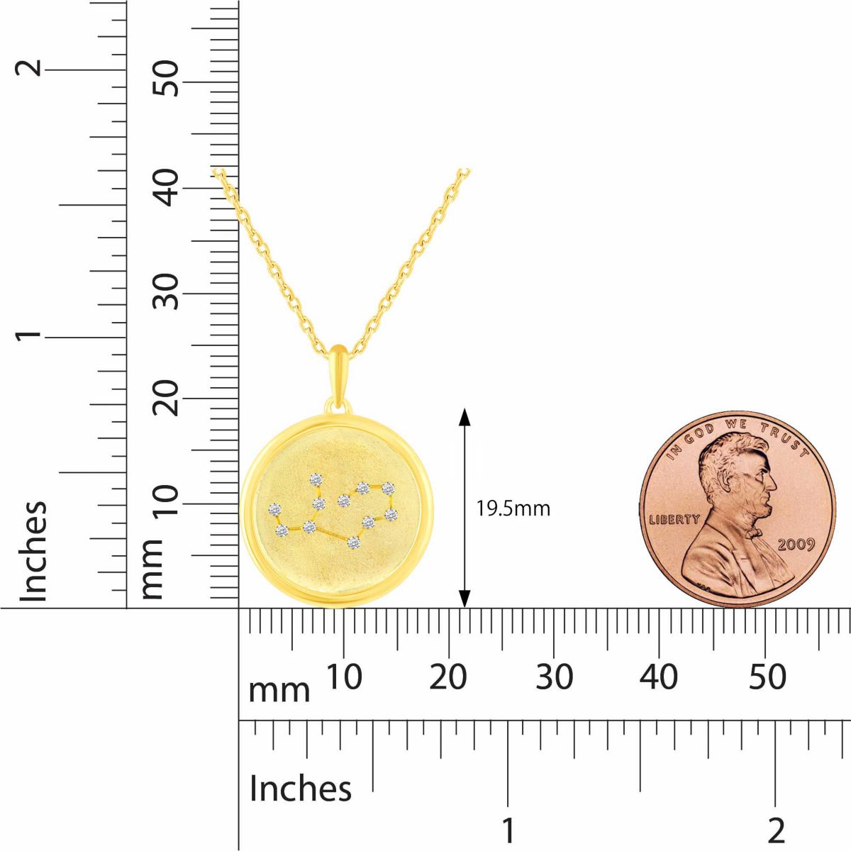 Satin Finish Zodiac Horoscope Pendant Necklaces in Gold Plating 18 Inch Chain + 2in Extender (VIRGO)