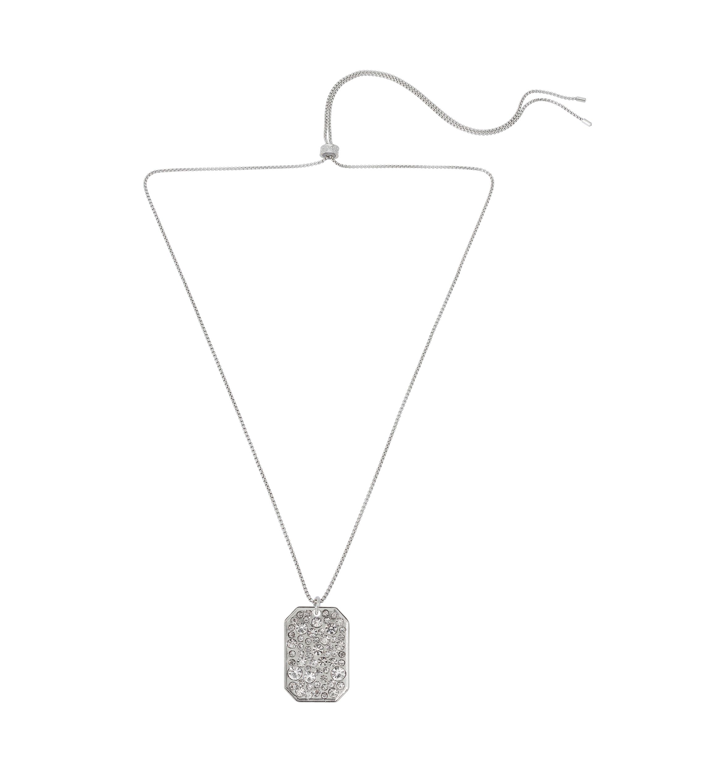 Stone ID Tag Pendant Slider Necklace