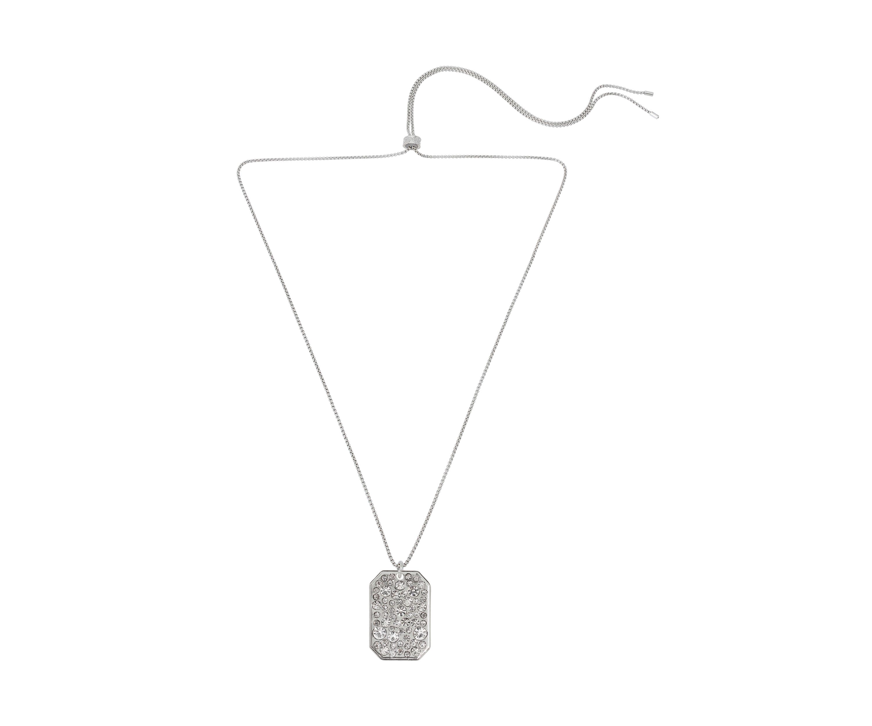 Stone ID Tag Pendant Slider Necklace