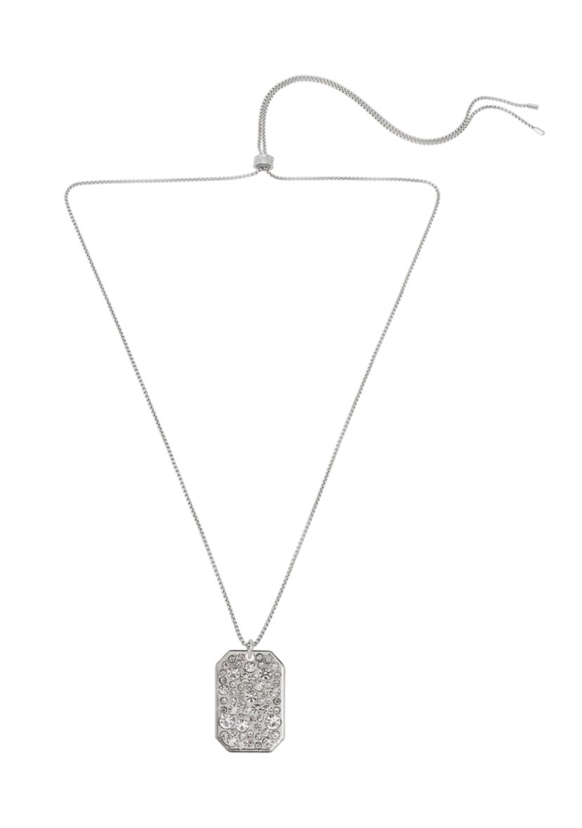 Stone ID Tag Pendant Slider Necklace