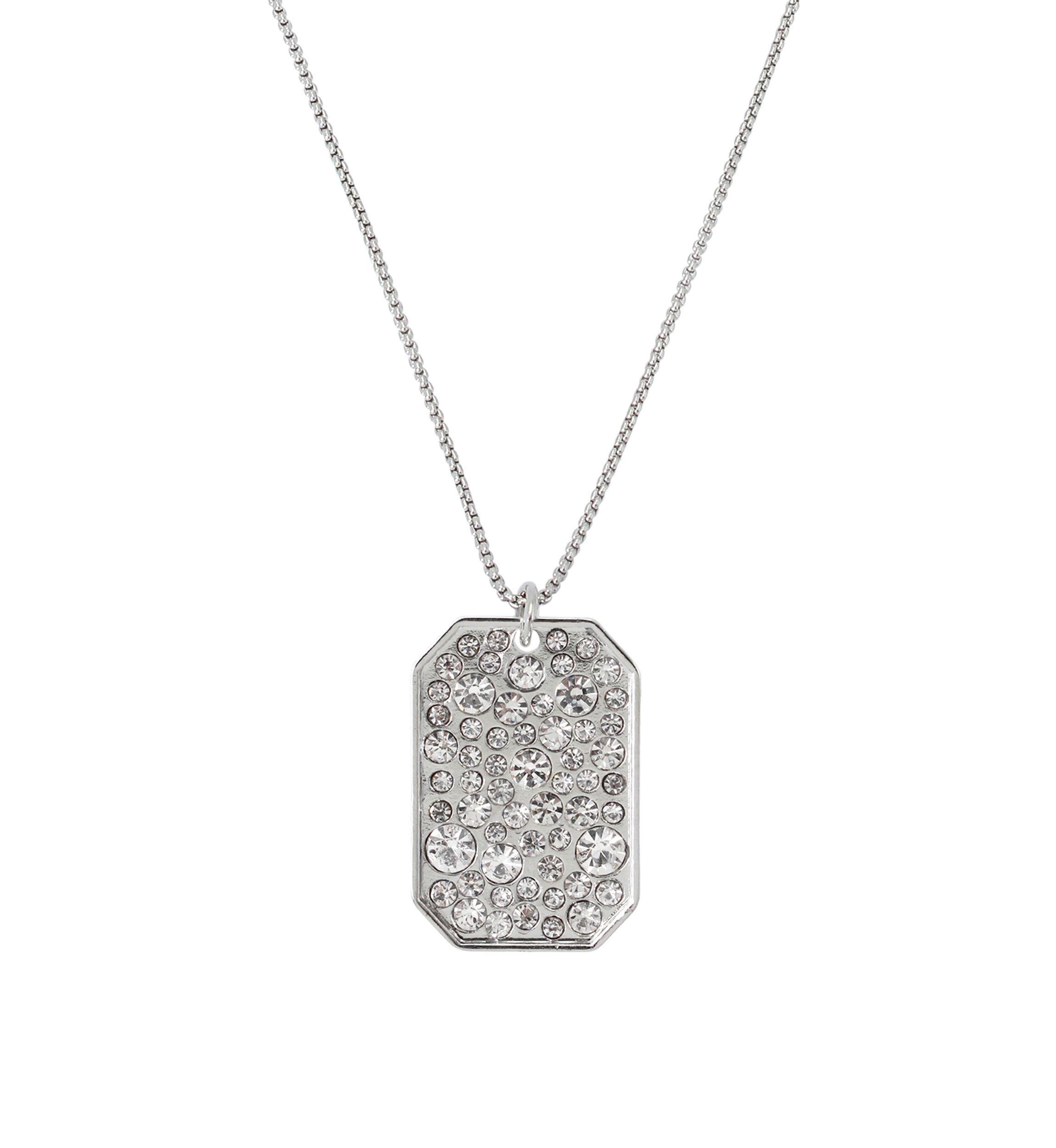 Stone ID Tag Pendant Slider Necklace