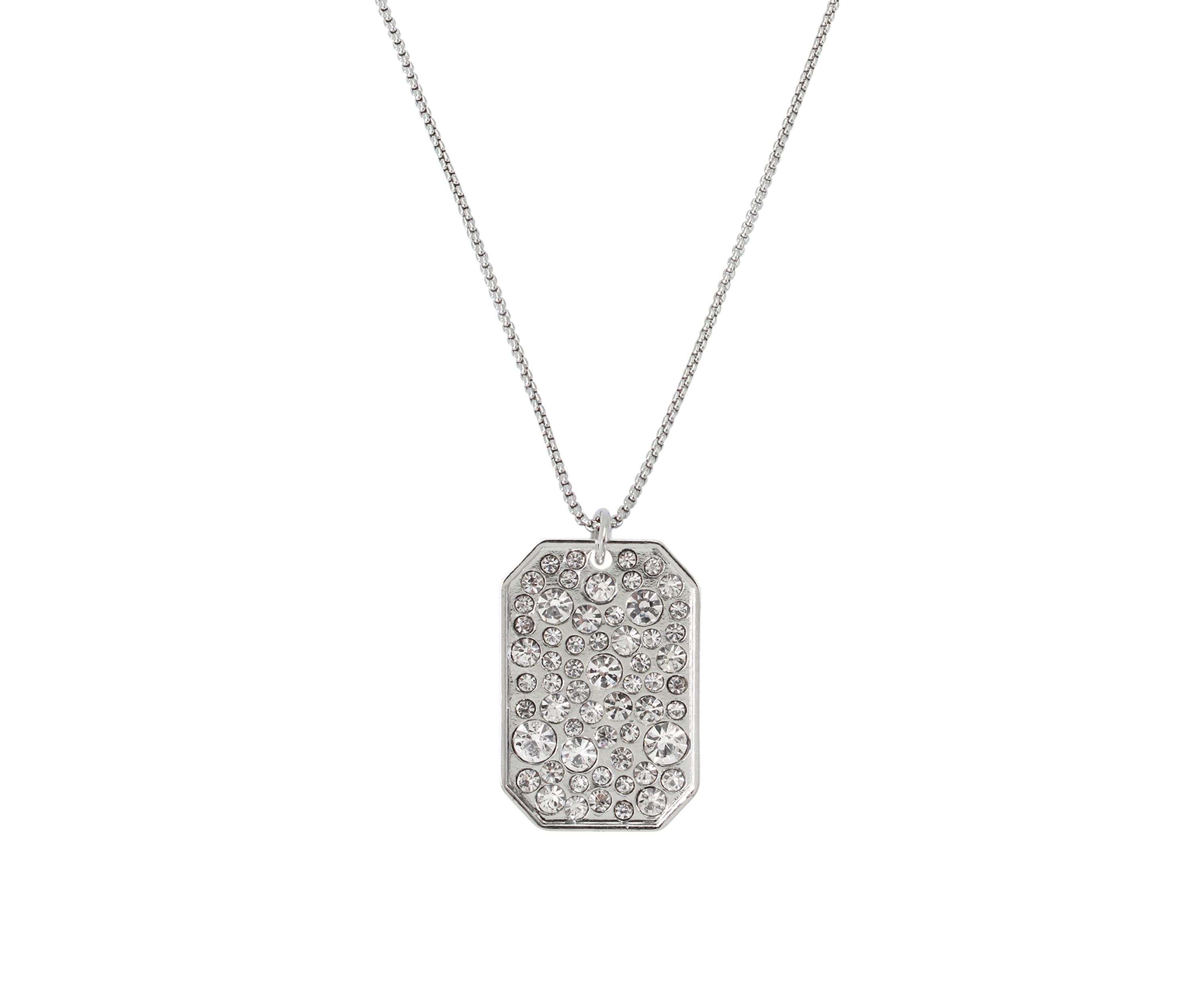 Stone ID Tag Pendant Slider Necklace