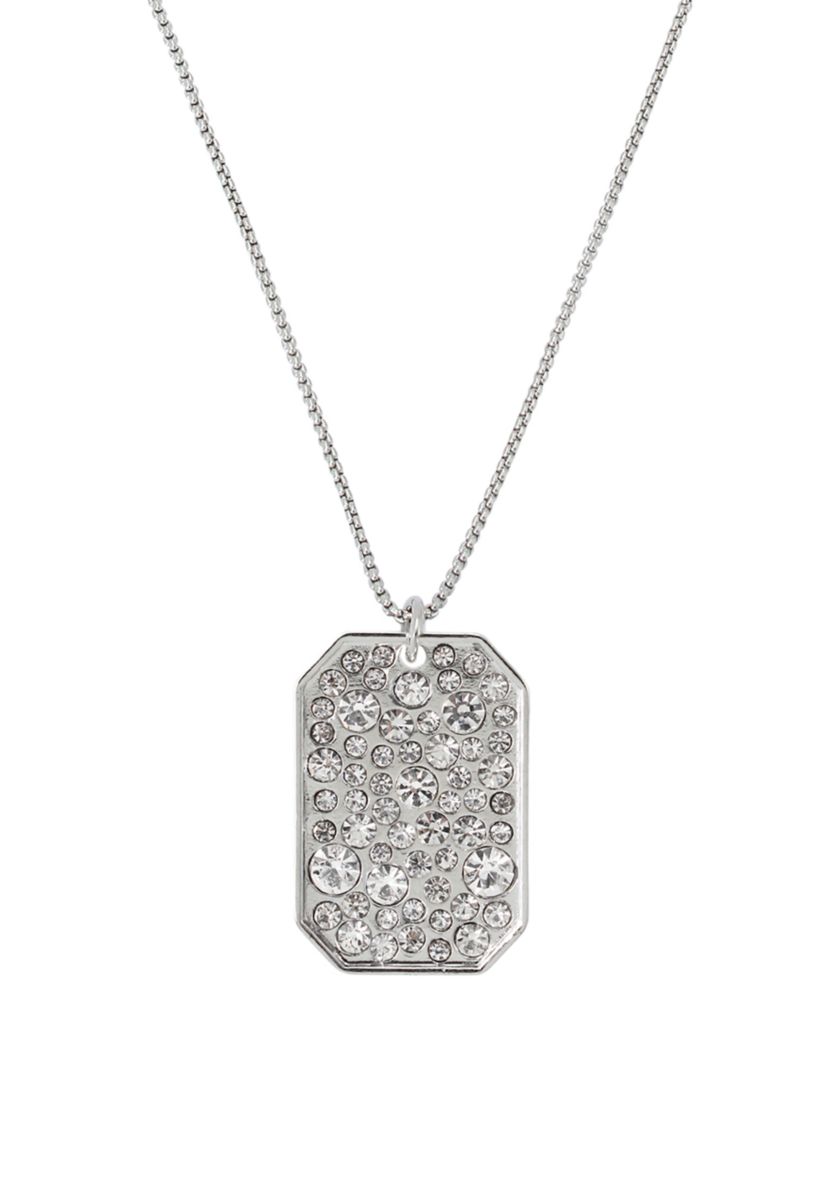 Stone ID Tag Pendant Slider Necklace