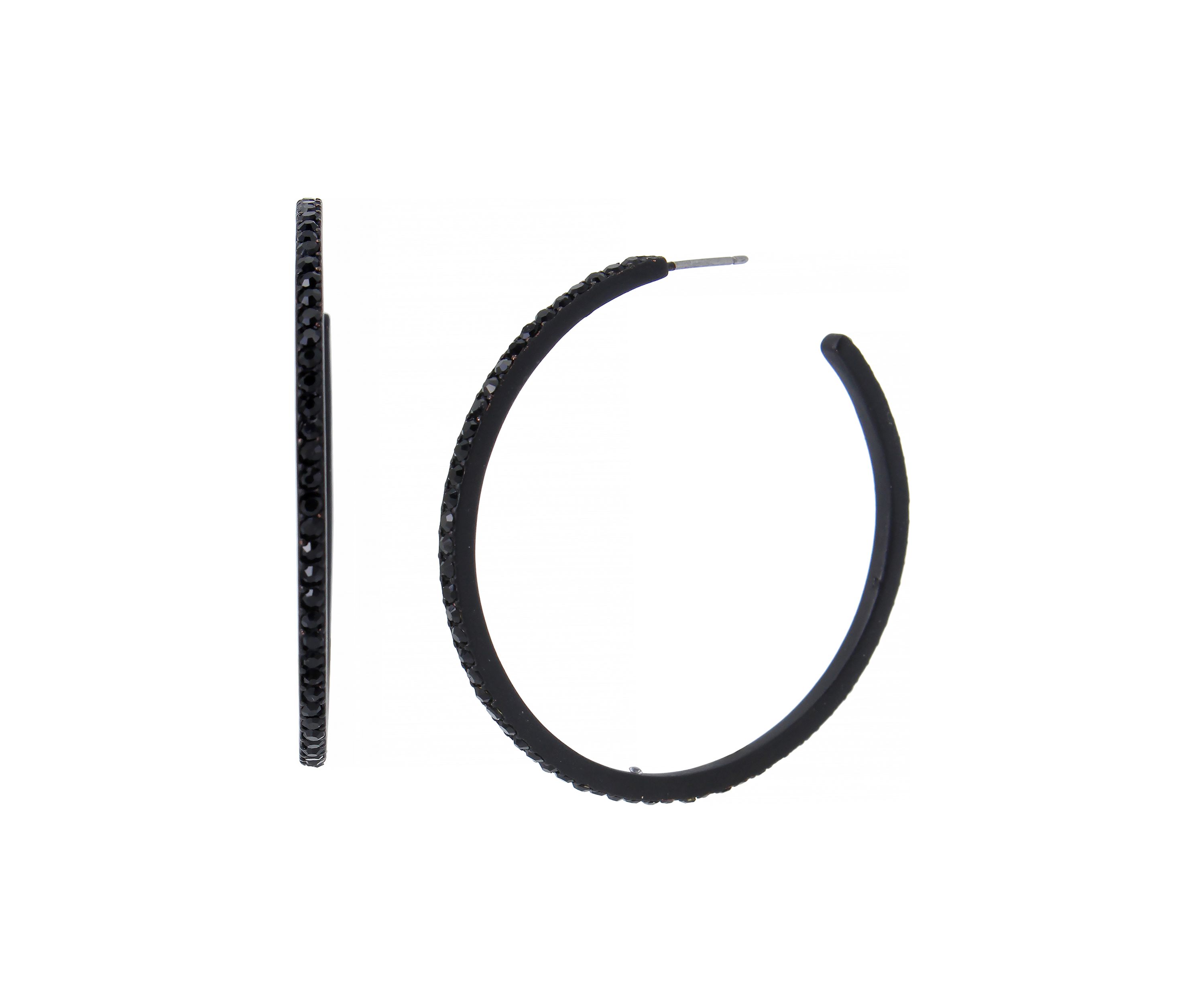 Black Pavé Hoop Earrings