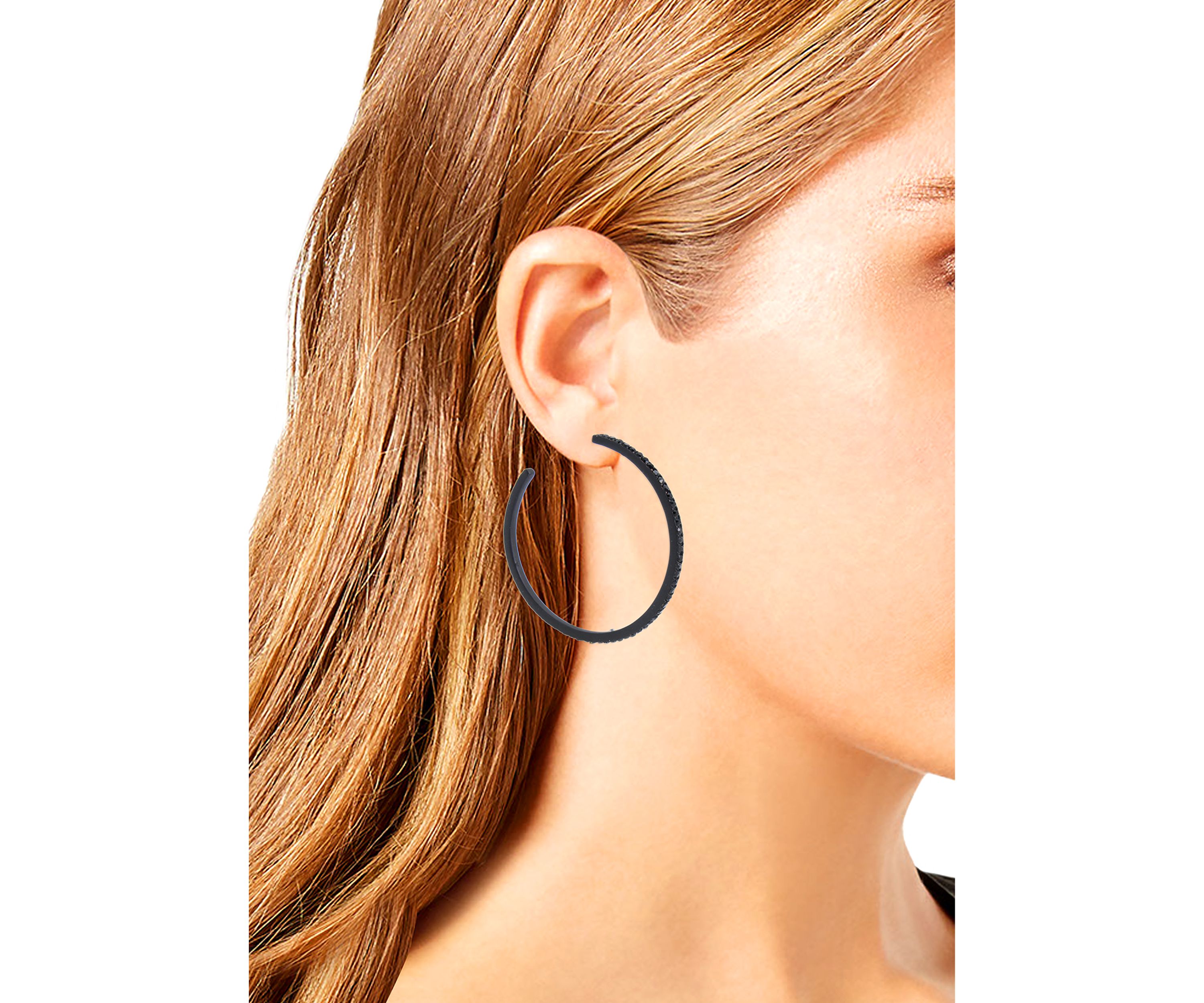 Black Pavé Hoop Earrings