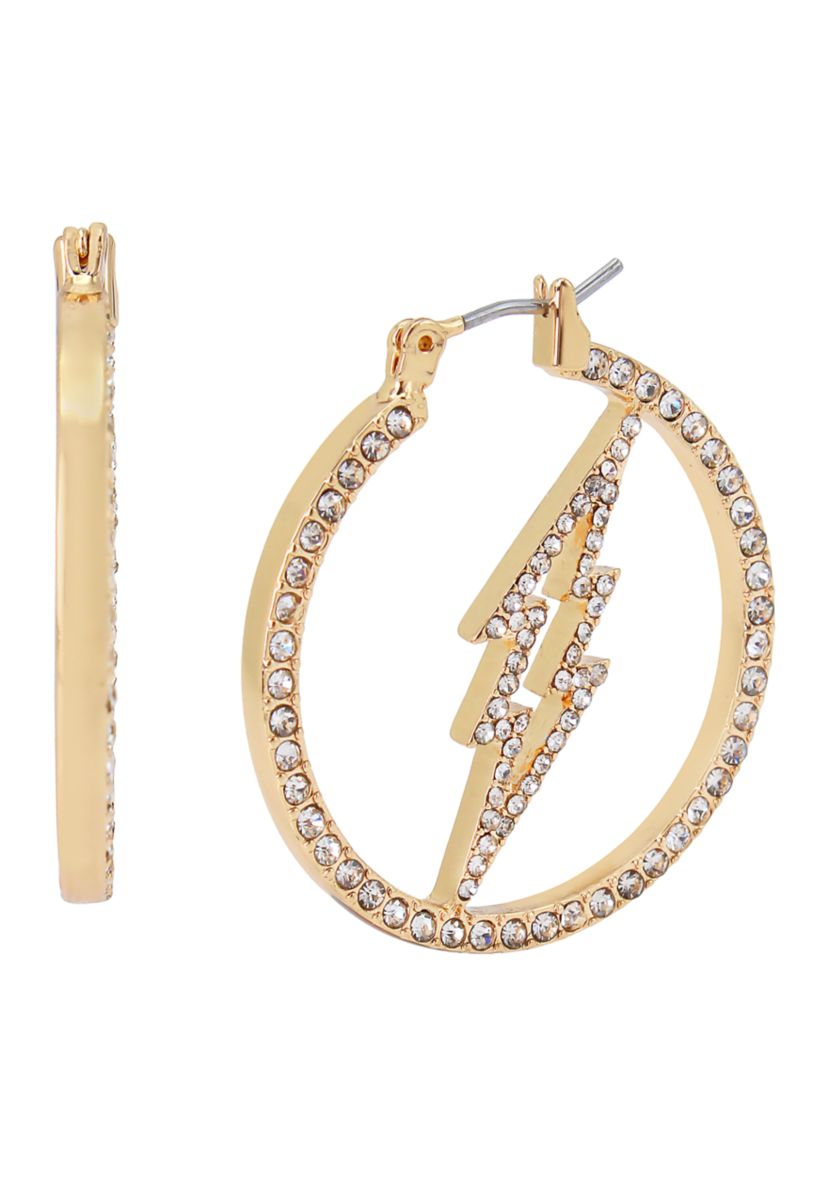 Pavé Lightning Bolt Hoop Earrings