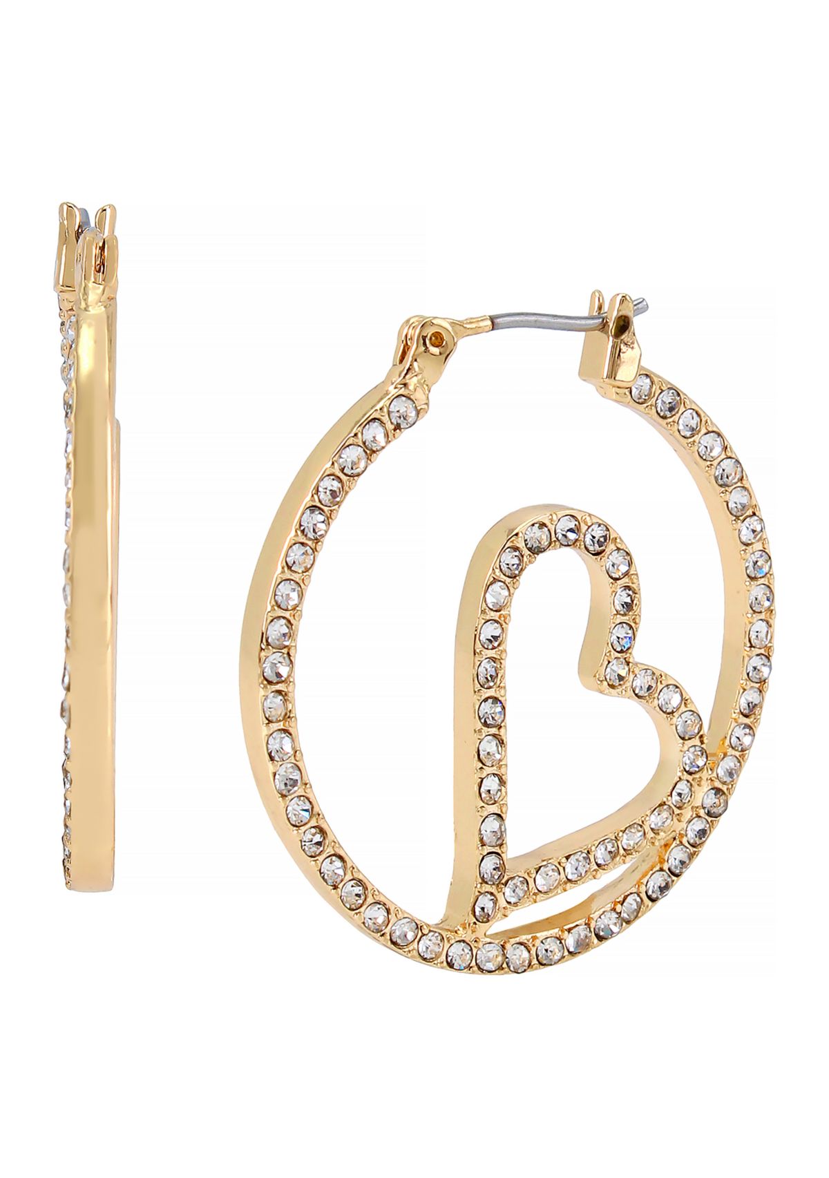 Pavé Heart Hoop Earrings