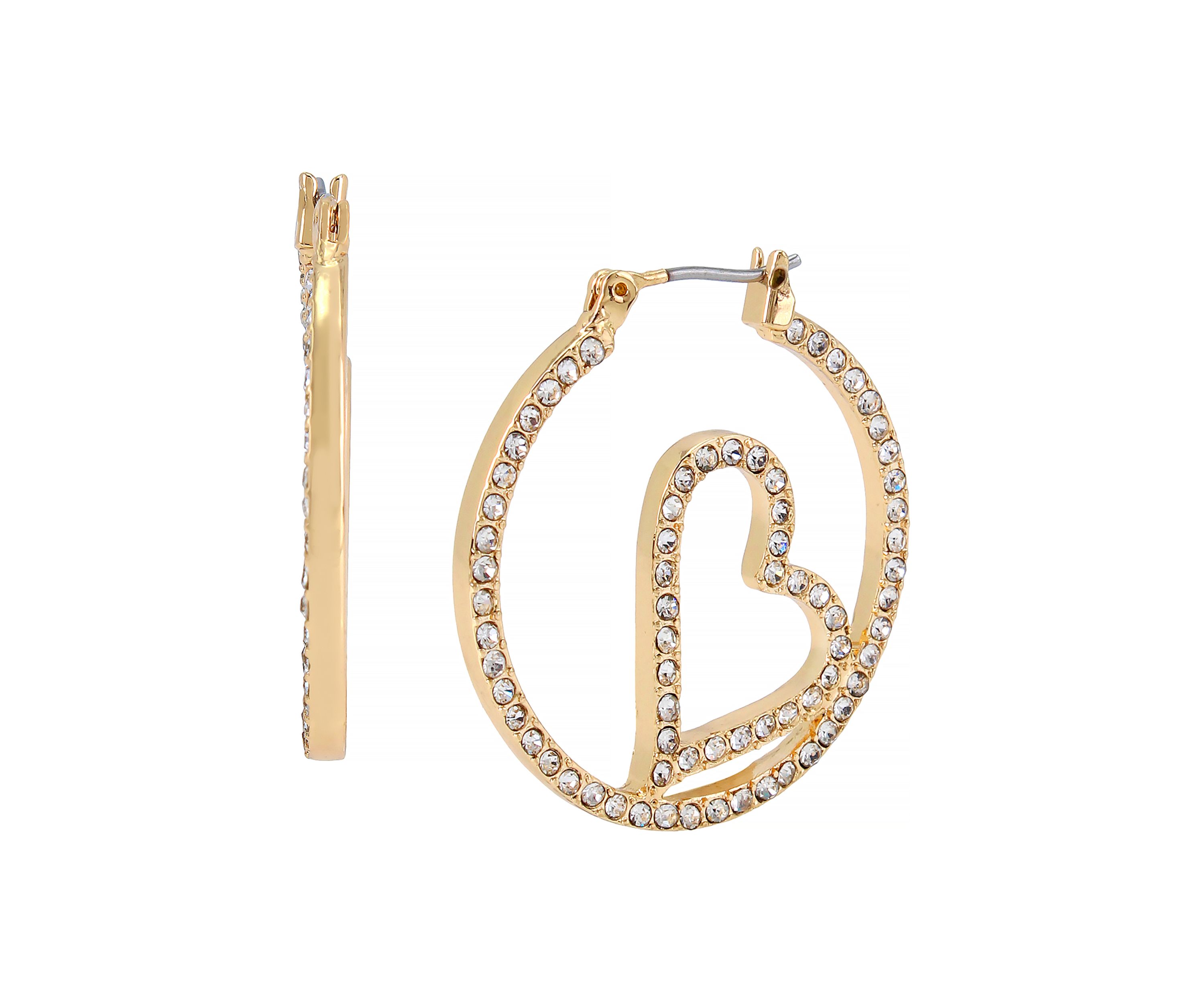 Pavé Heart Hoop Earrings
